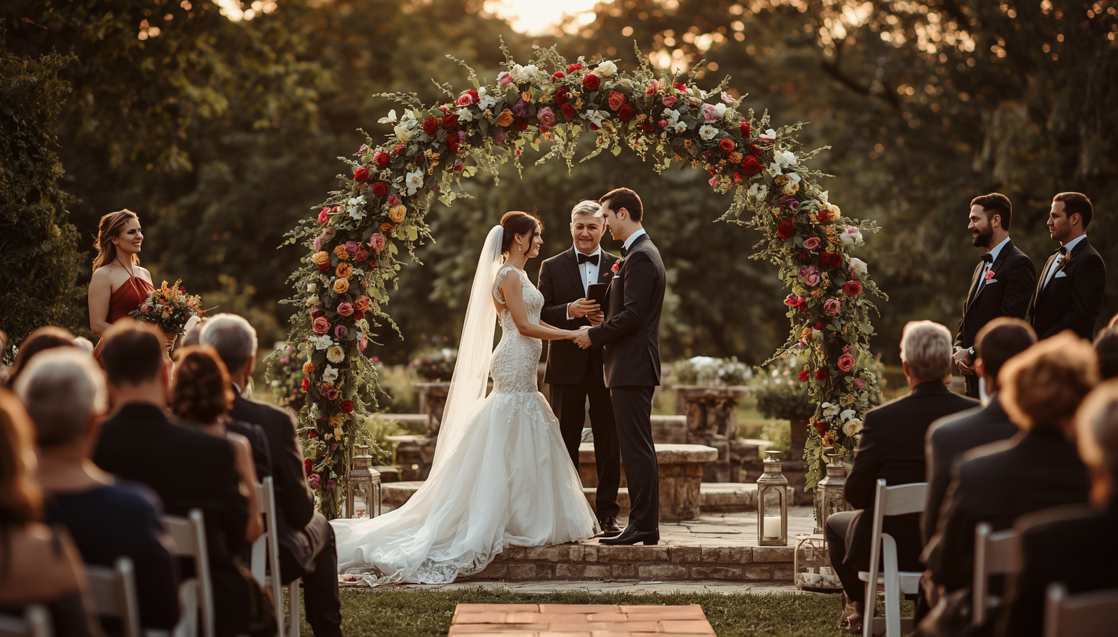 Une cérémonie de mariage en 2026 avec la mariée qui porte des bijoux