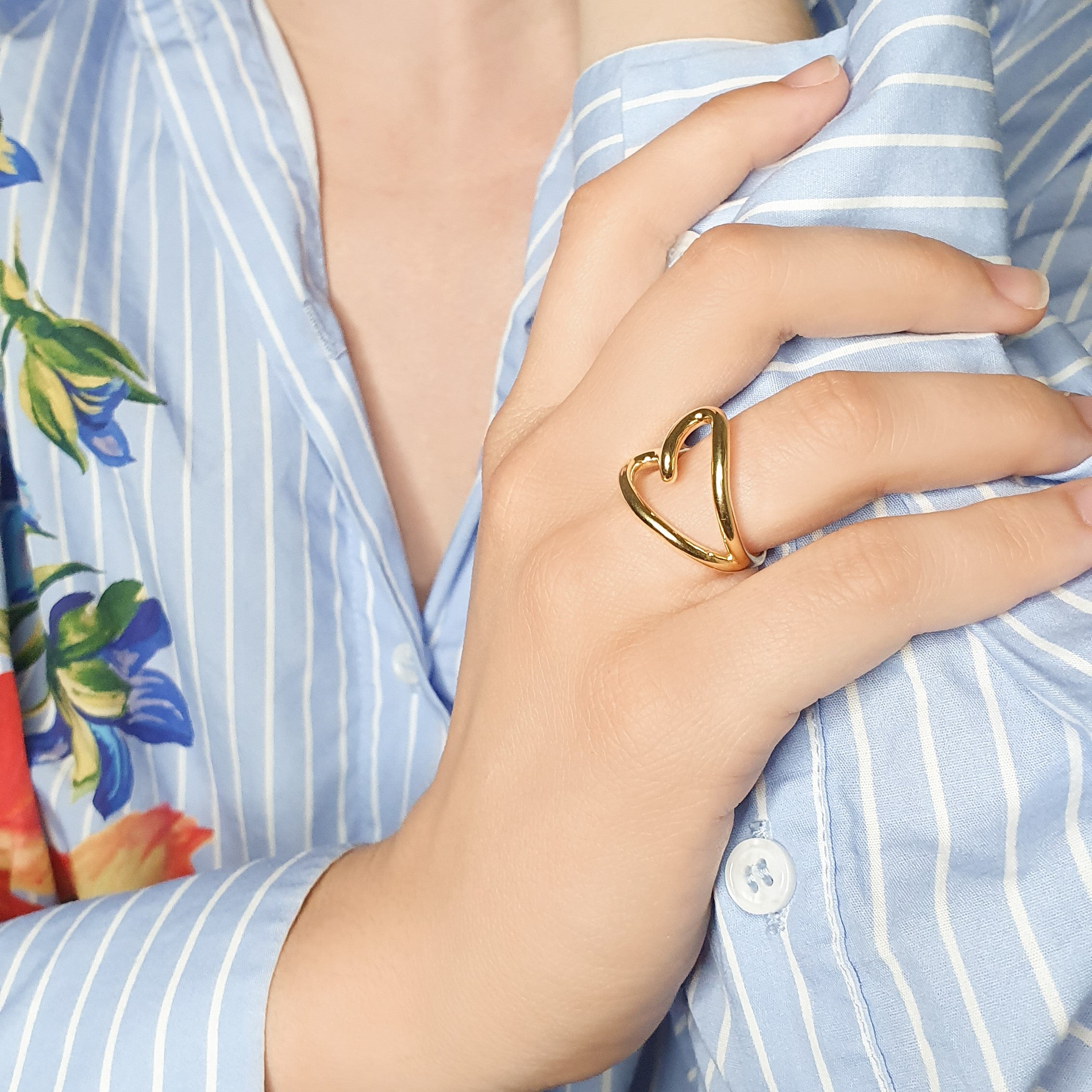 Bague coeur pour femme en argent plaqué or