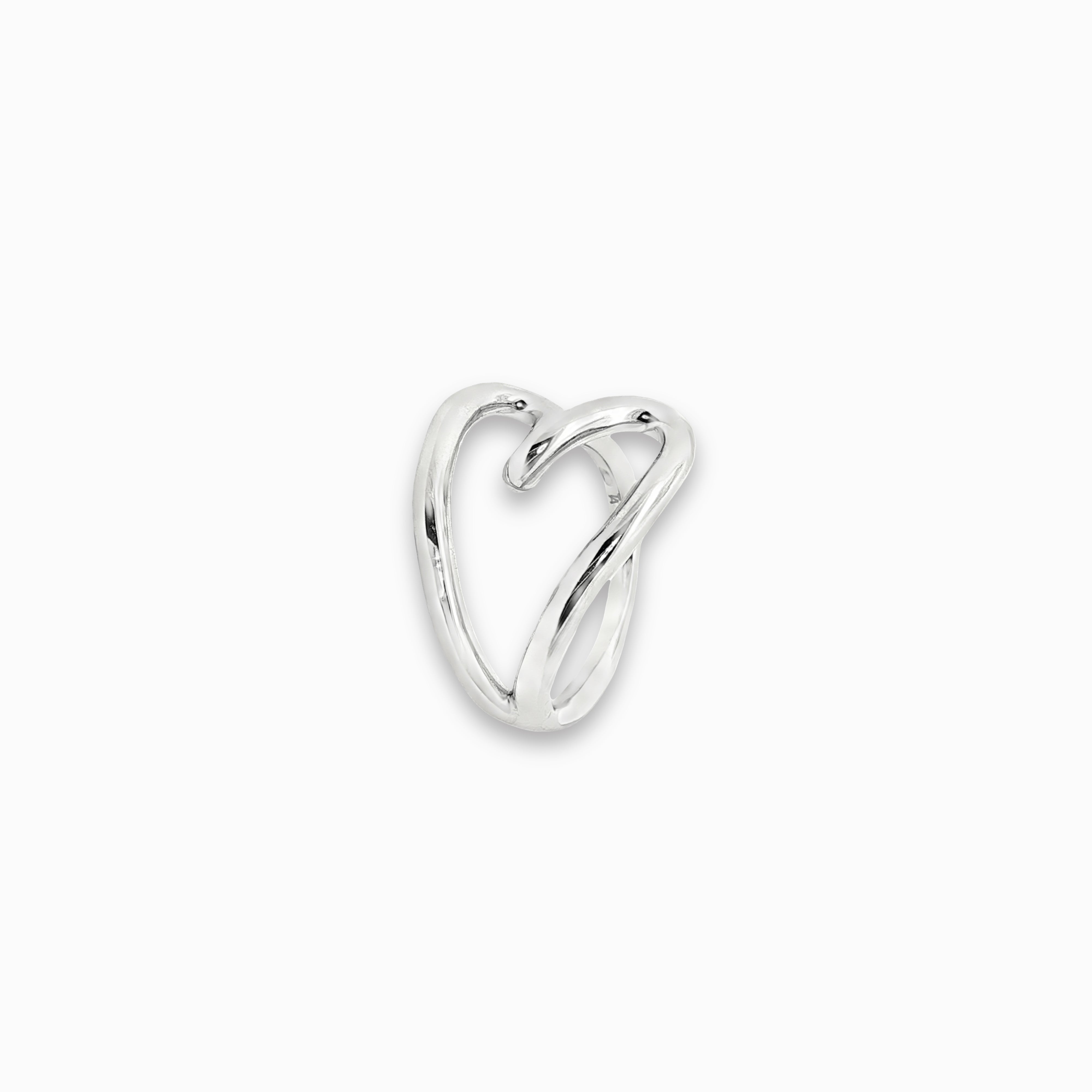 Bague coeur en argent massif rhodié