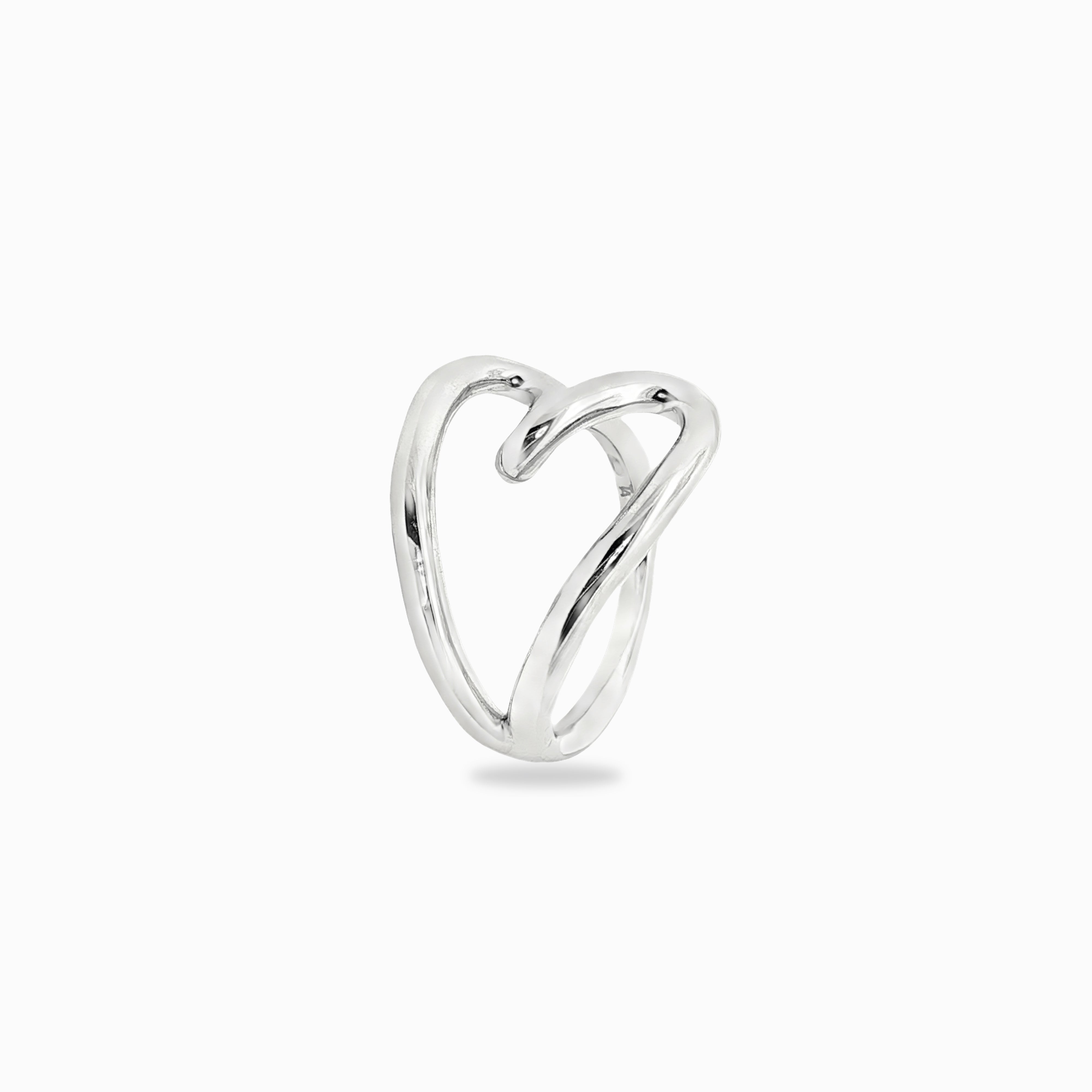 Bague coeur en argent massif rhodié