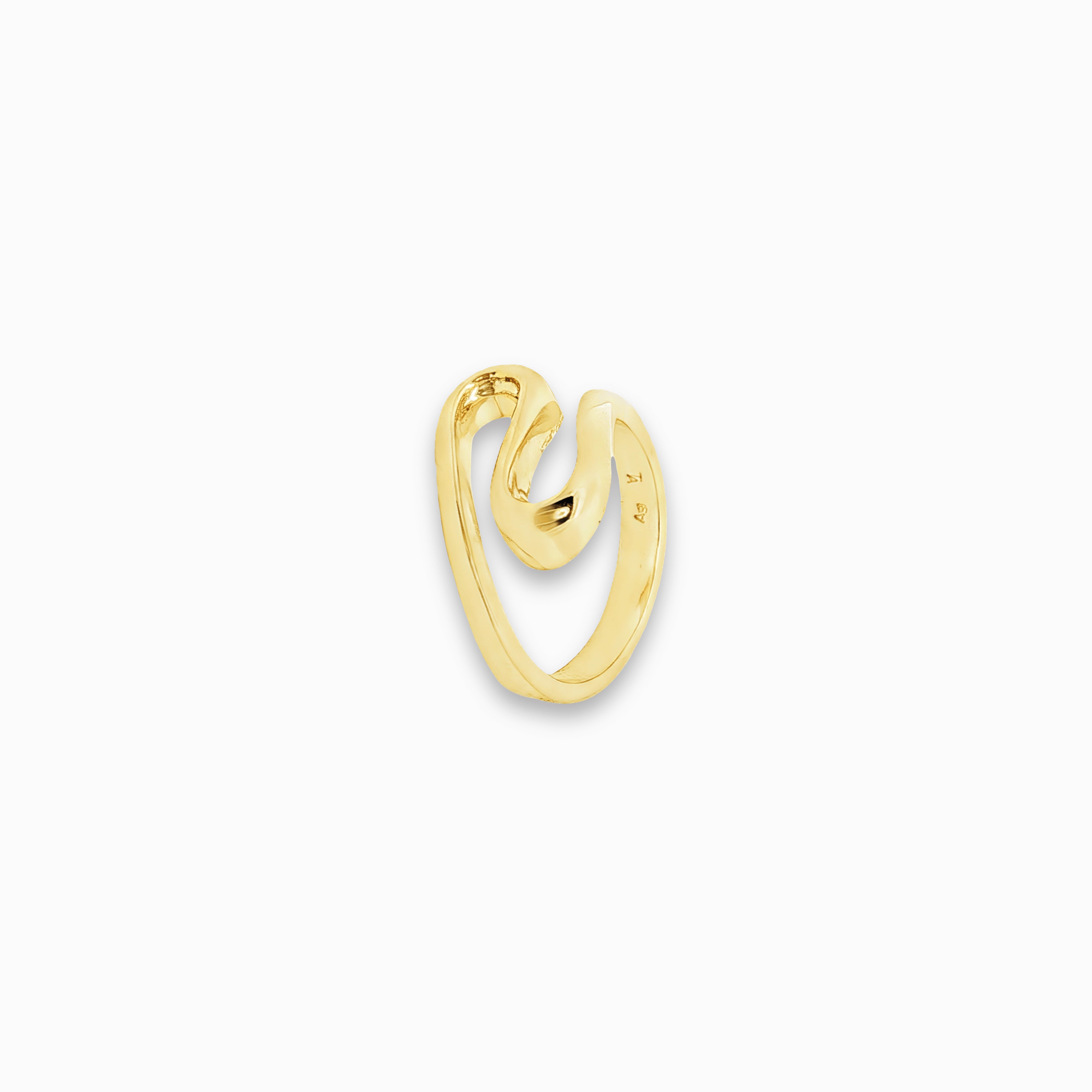 Bague vague en argent plaqué or jaune