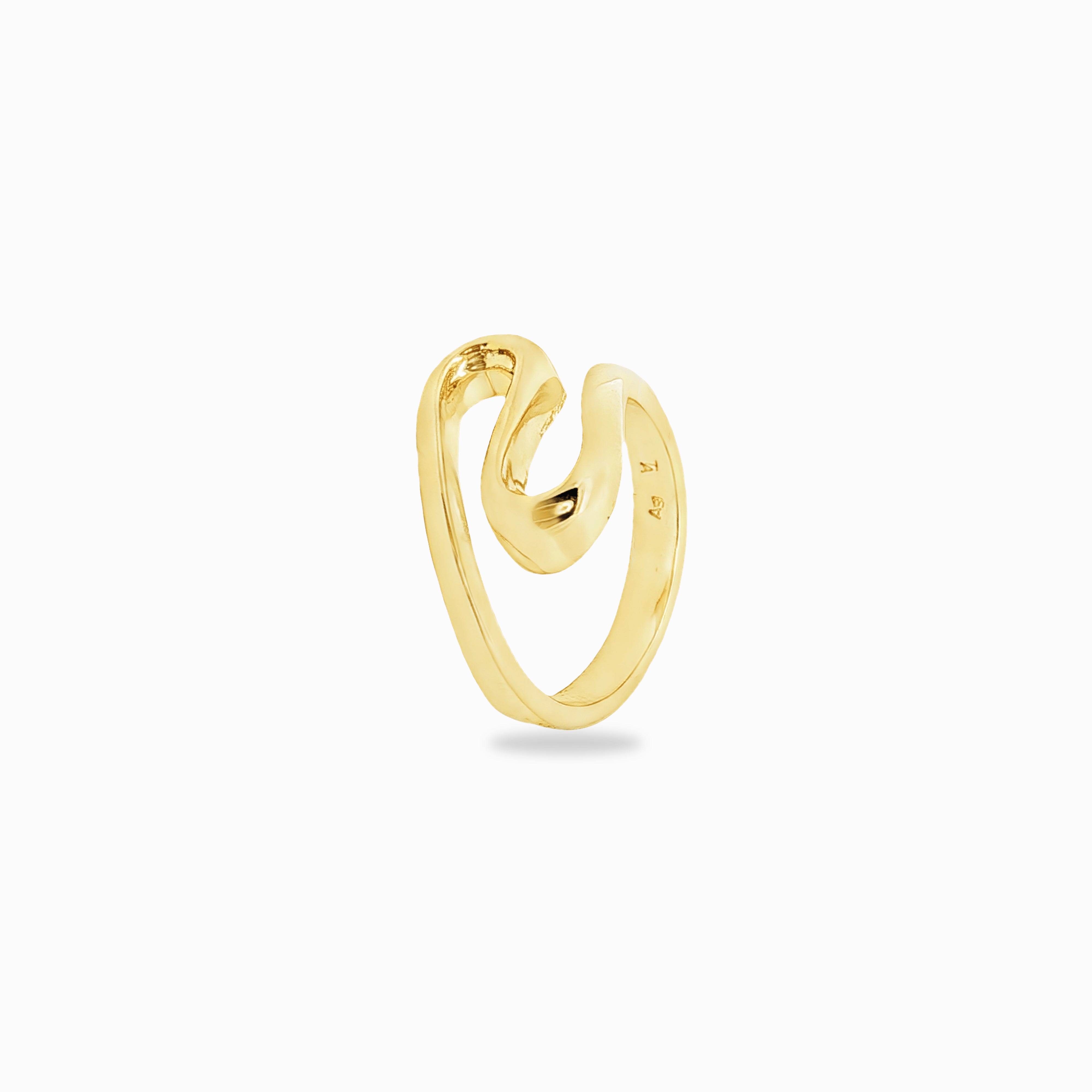 Bague vague en argent plaqué or jaune