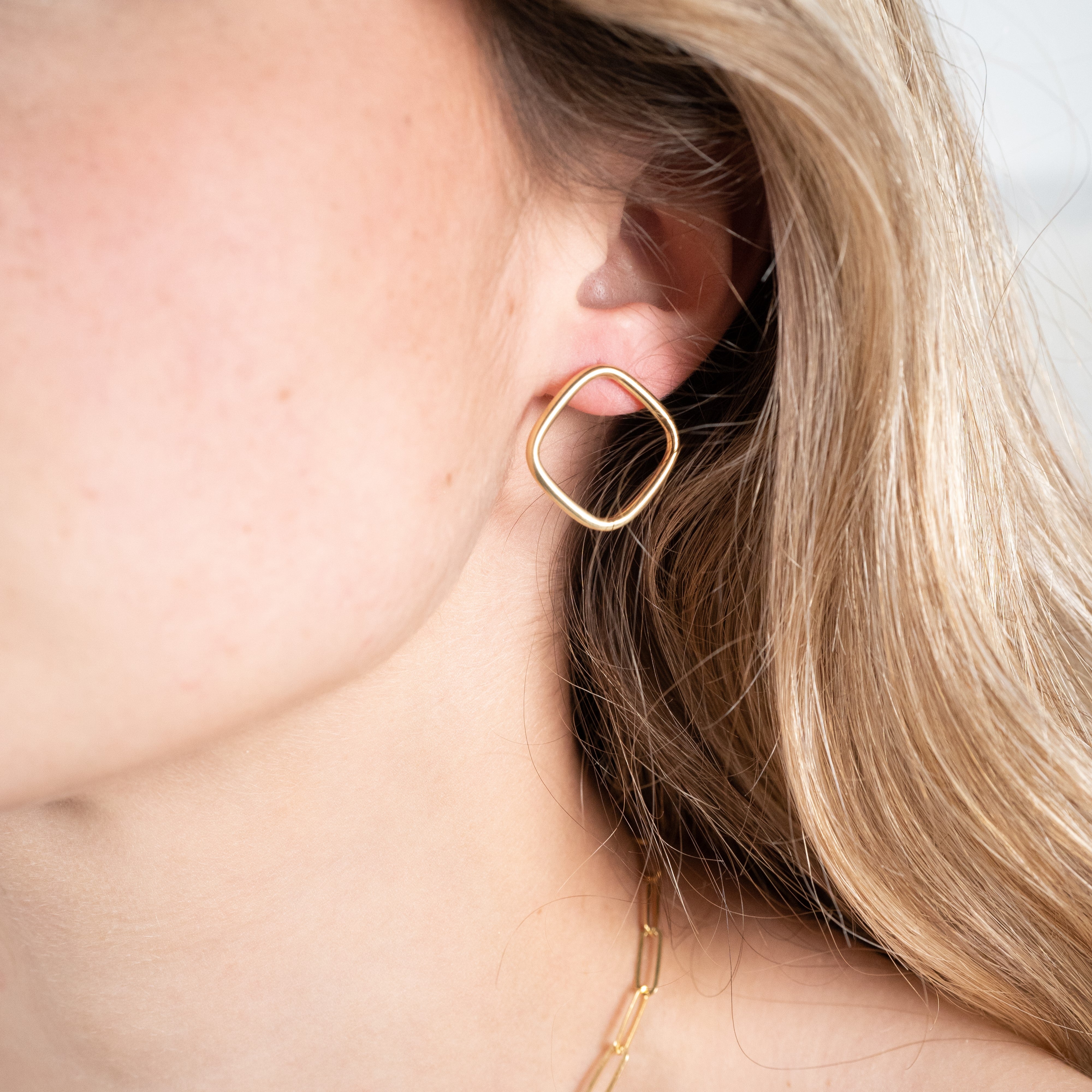 Boucles d'oreilles losanges or en argent 925 plaqué or jaune