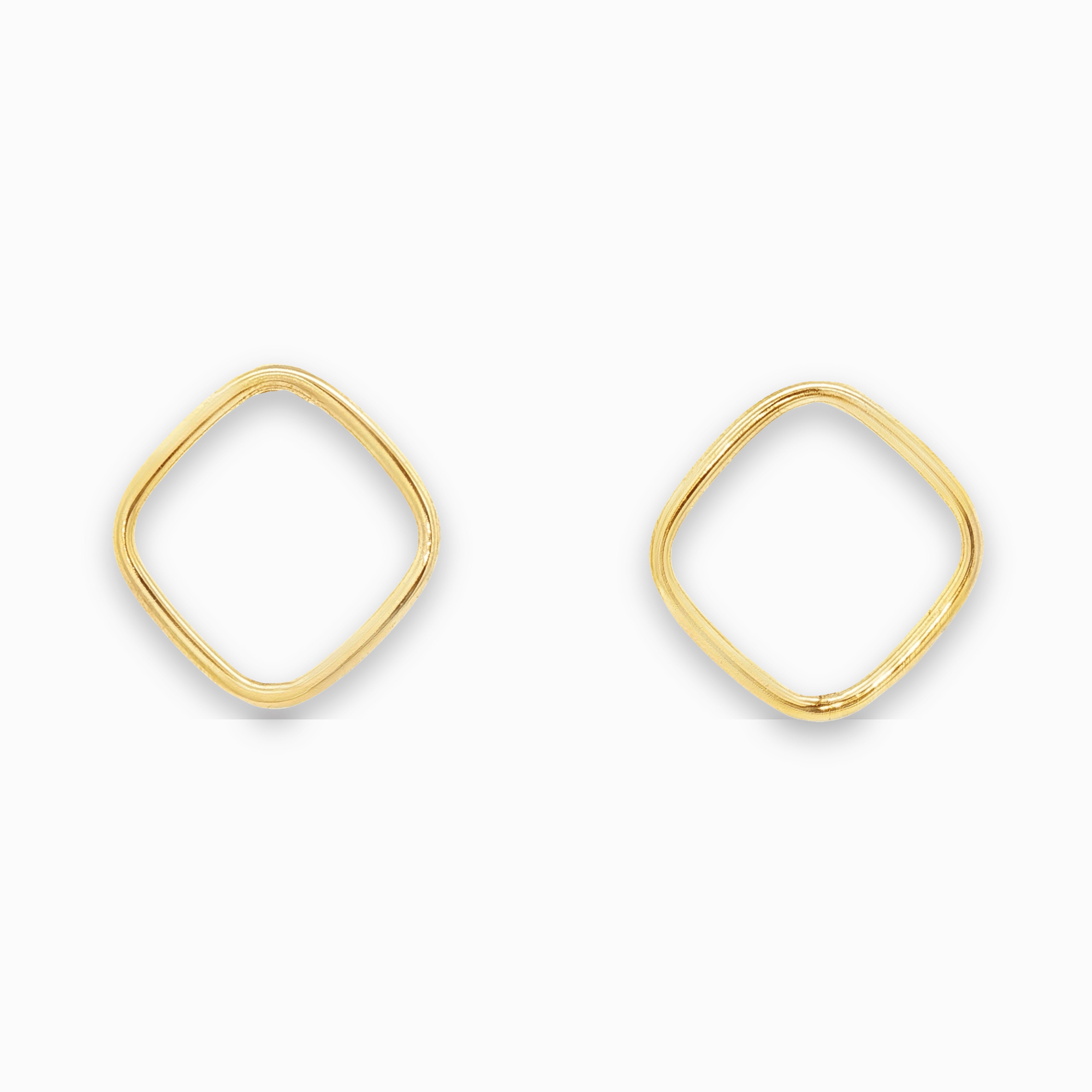 Gold diamond earrings in 925 sterling silver on a white background