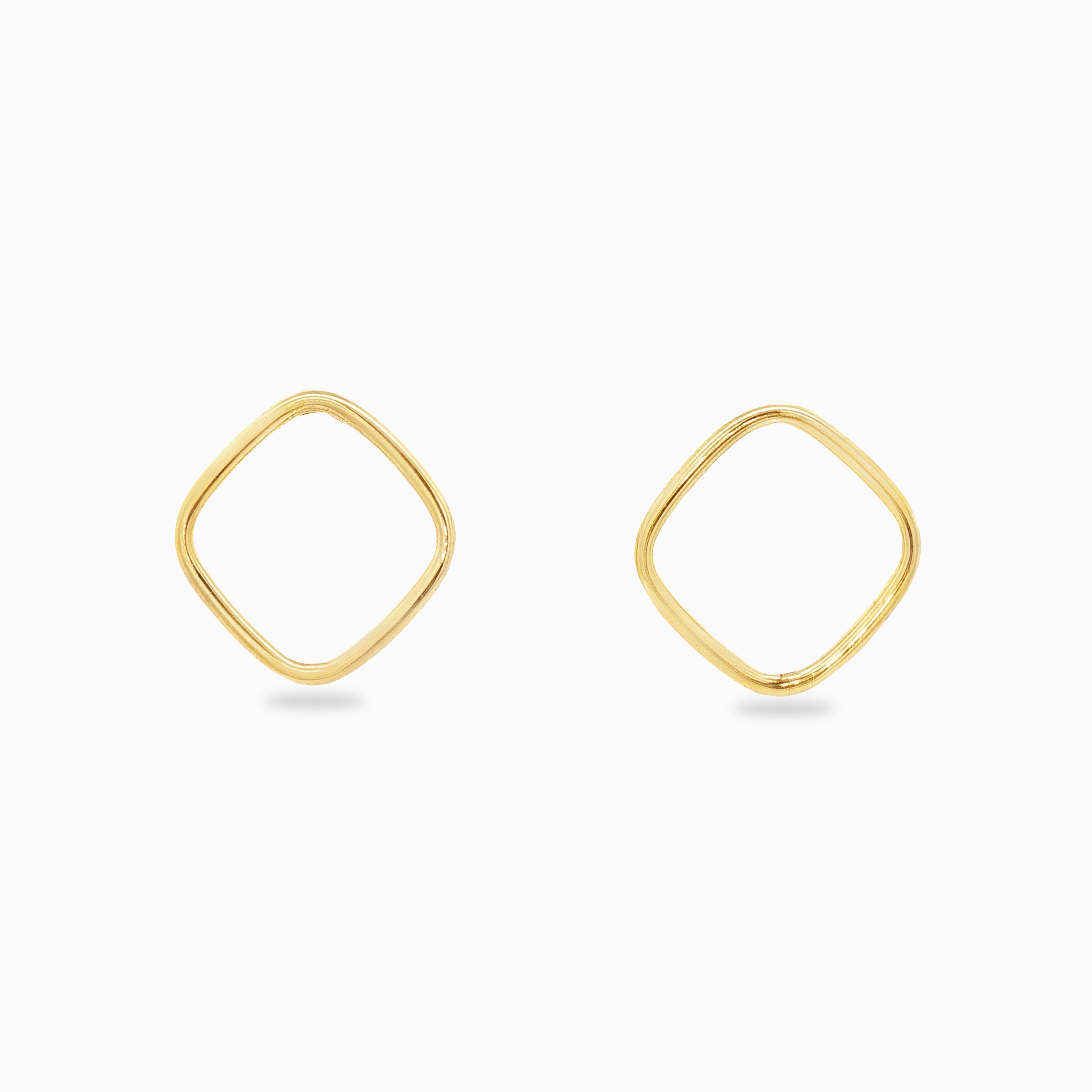 Boucles d'oreilles de forme carrée en argent massif couleur or jaune
