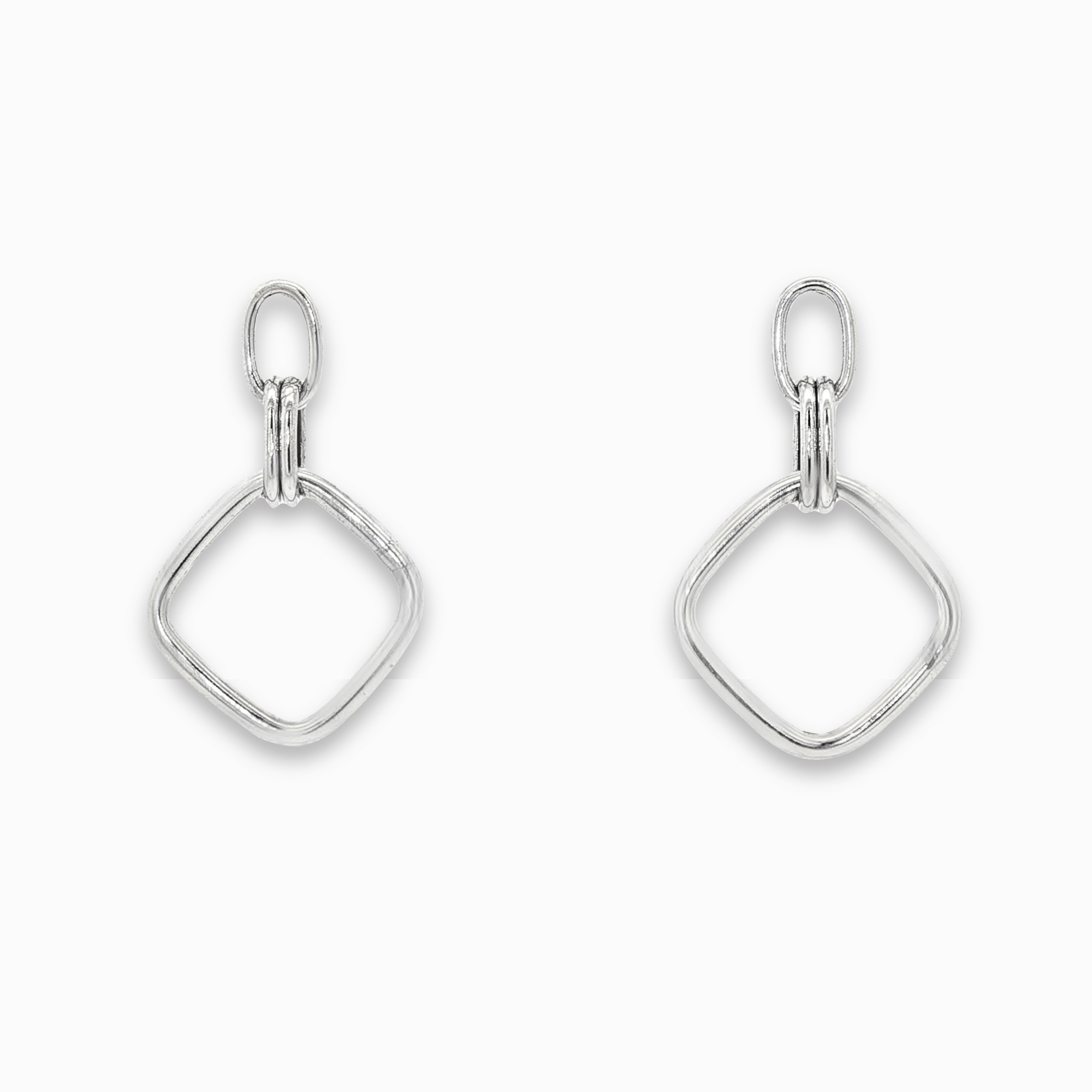 Rhodium-plated silver diamond earrings