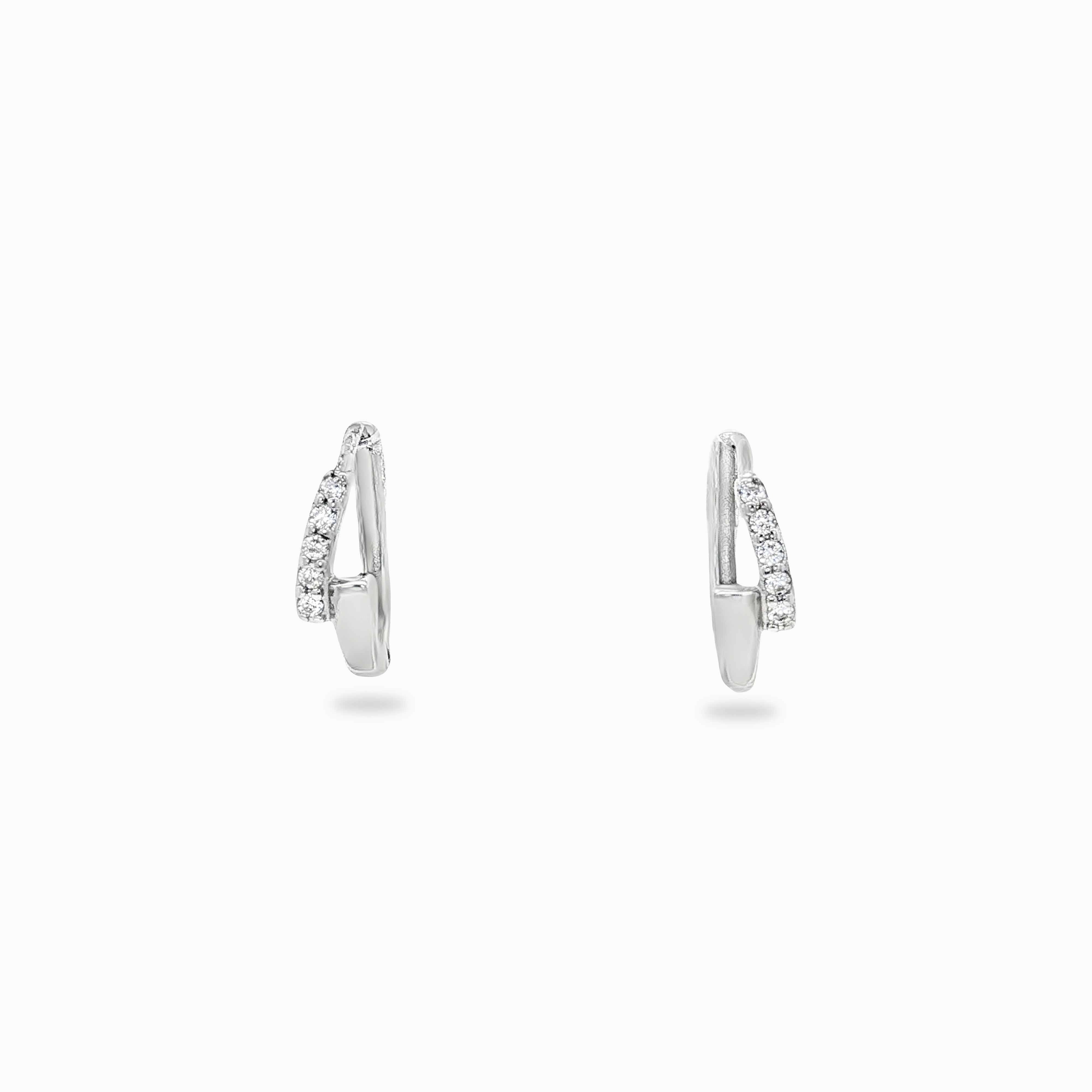 Boucles d'oreilles créoles argent rhodié serties de zircon