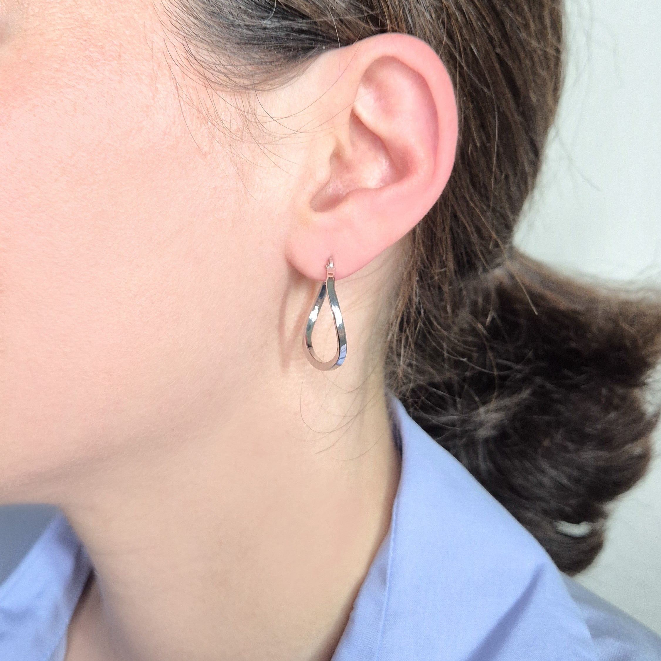 Boucles d'oreilles créoles rondes en argent pour femme