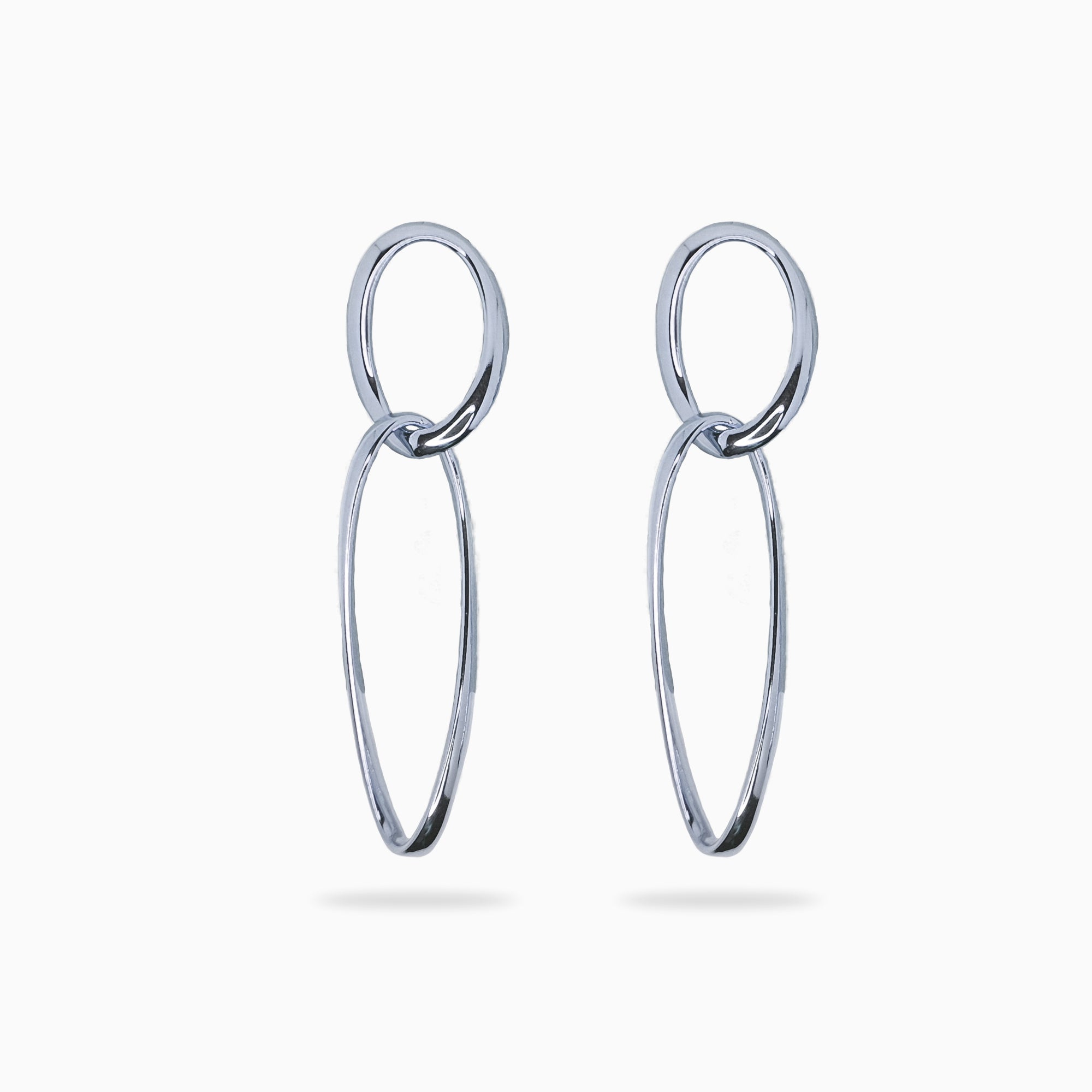 Boucles d'oreilles longues pendantes en argent massif rhodié
