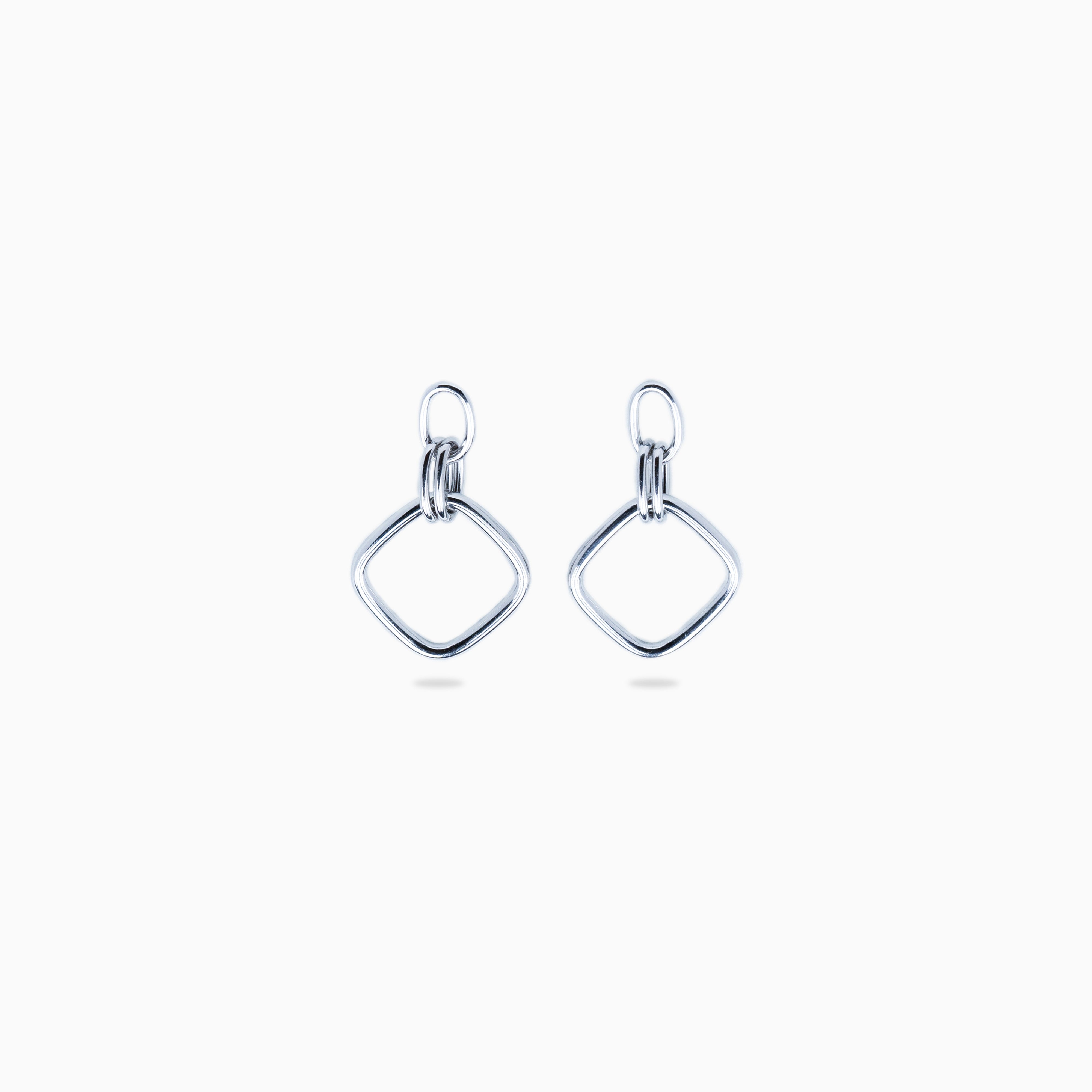 Rhodium-plated silver diamond earrings