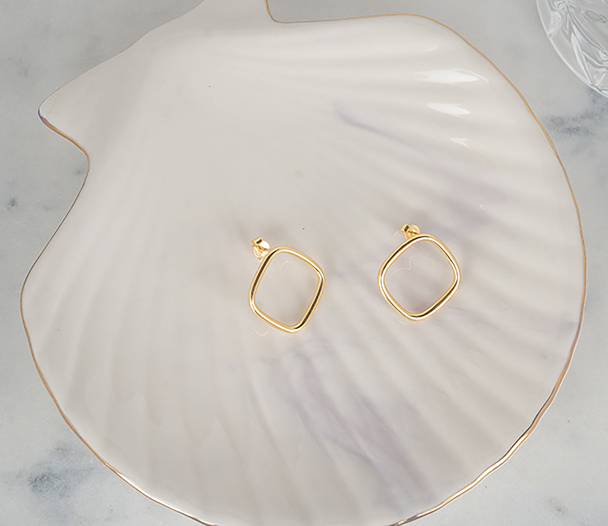 Orecchini a forma di diamante in argento 925, placcati oro giallo