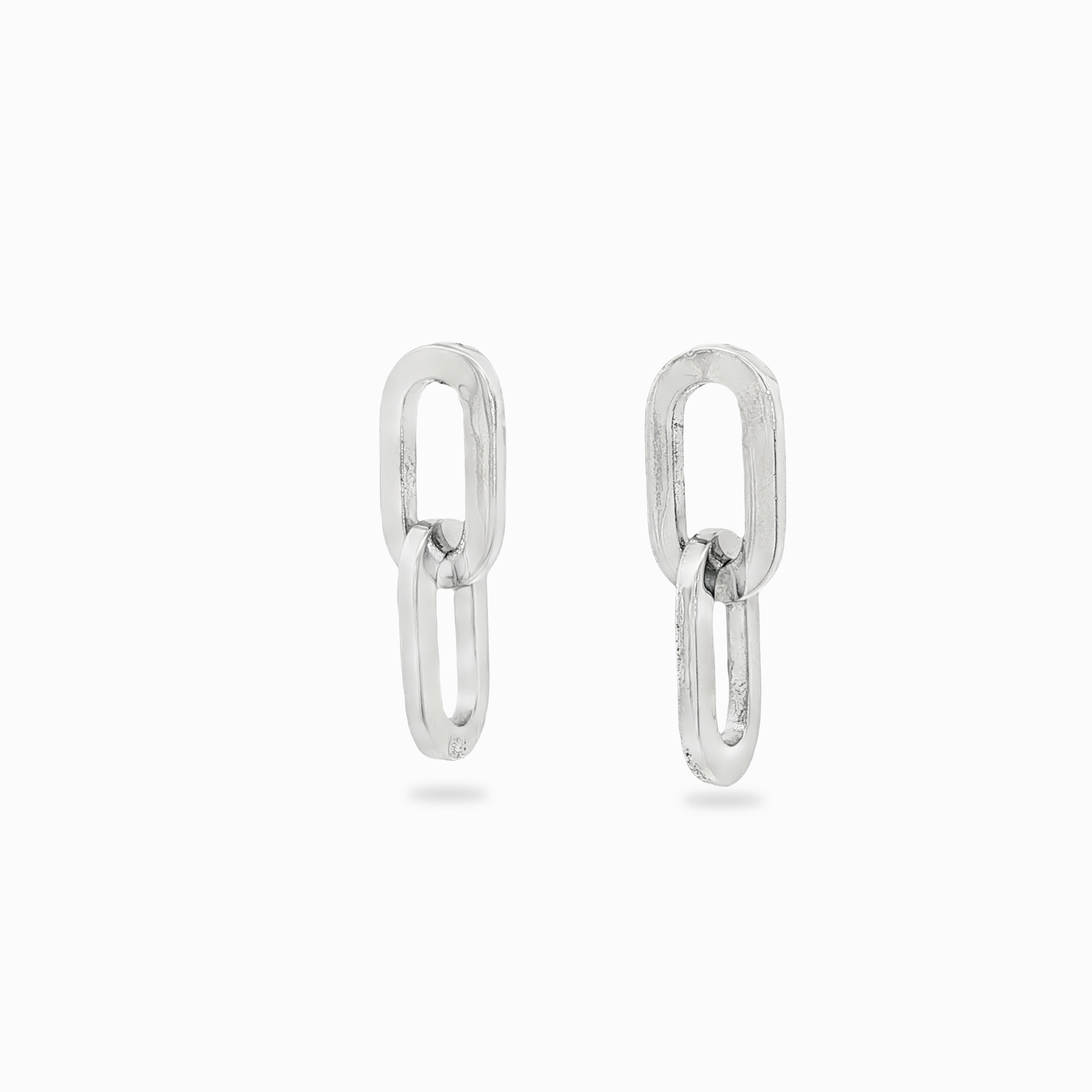 Boucles d'oreilles maillon couleur argent
