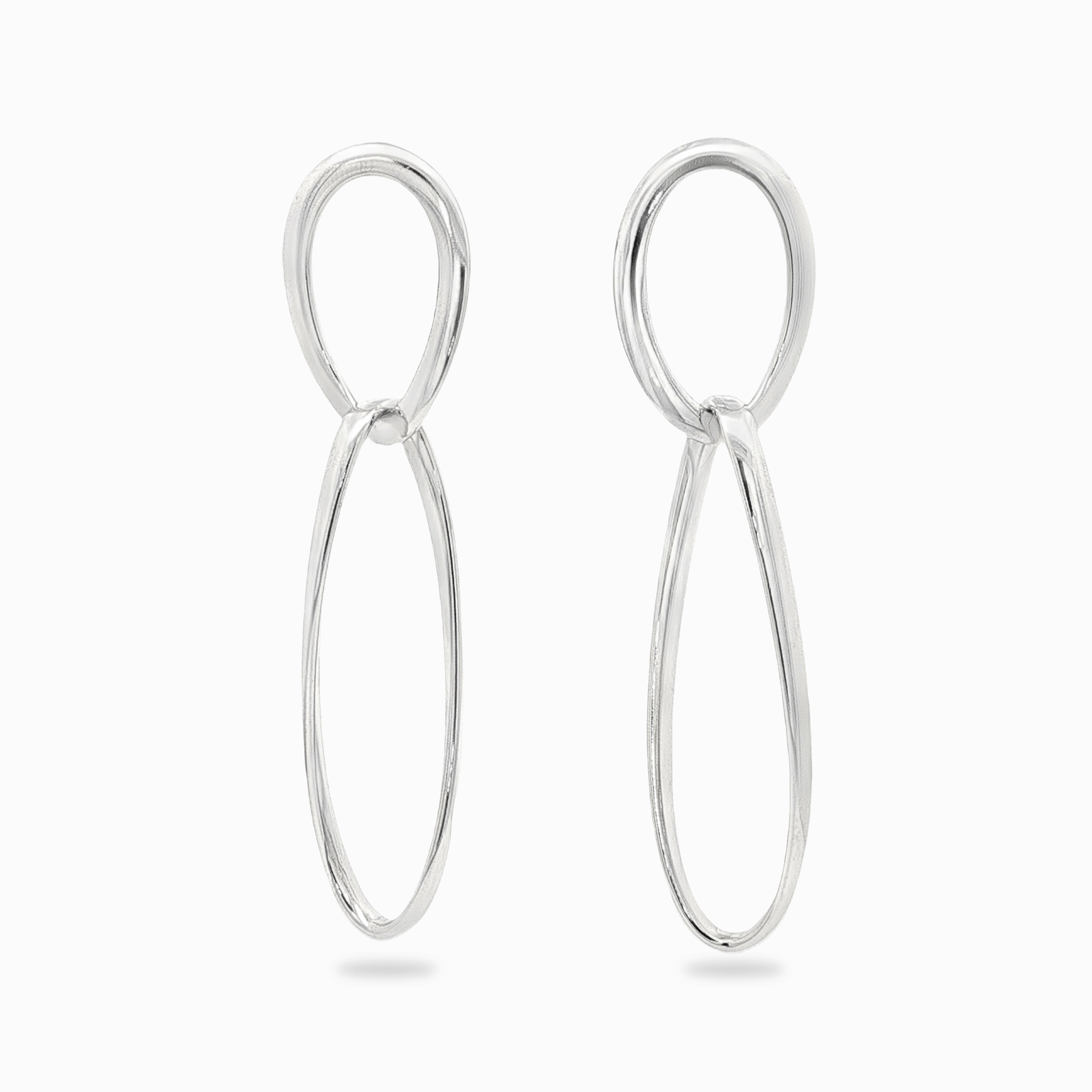 Boucles d'oreilles longues pendantes en argent massif rhodié