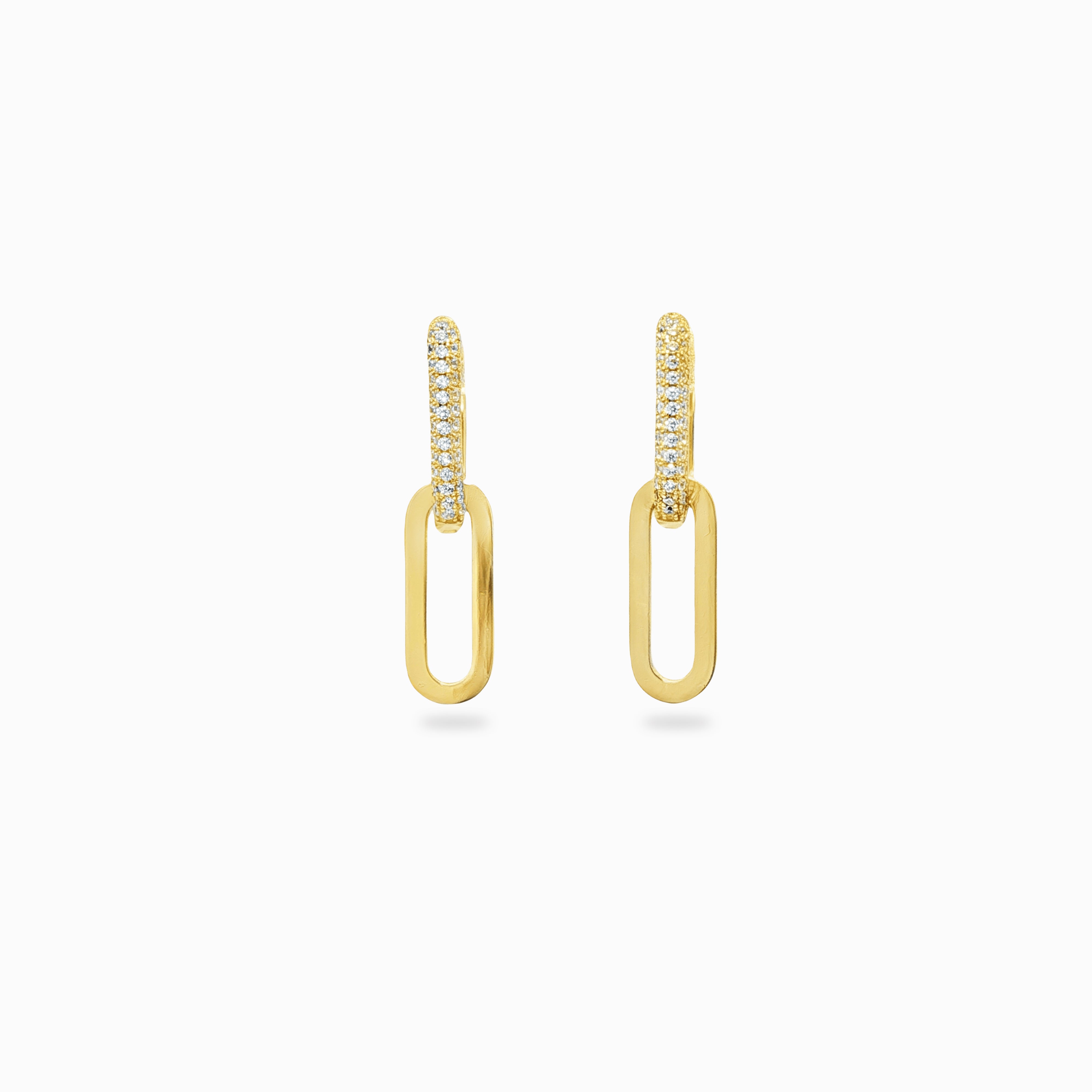 Boucles d'oreilles pendantes zirconium modulables en argent 925 plaqué or jaune