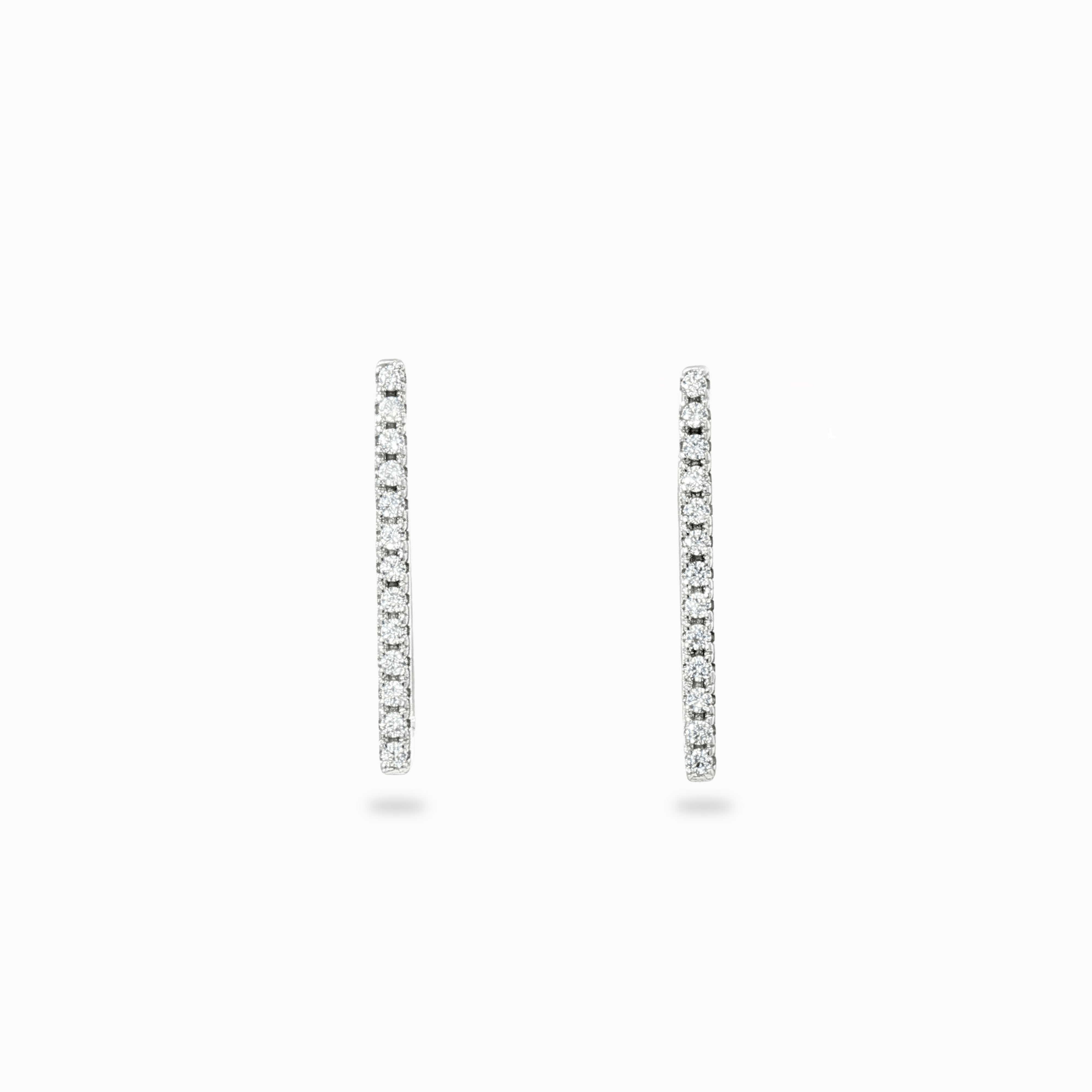 Rectangular zirconium silver earrings