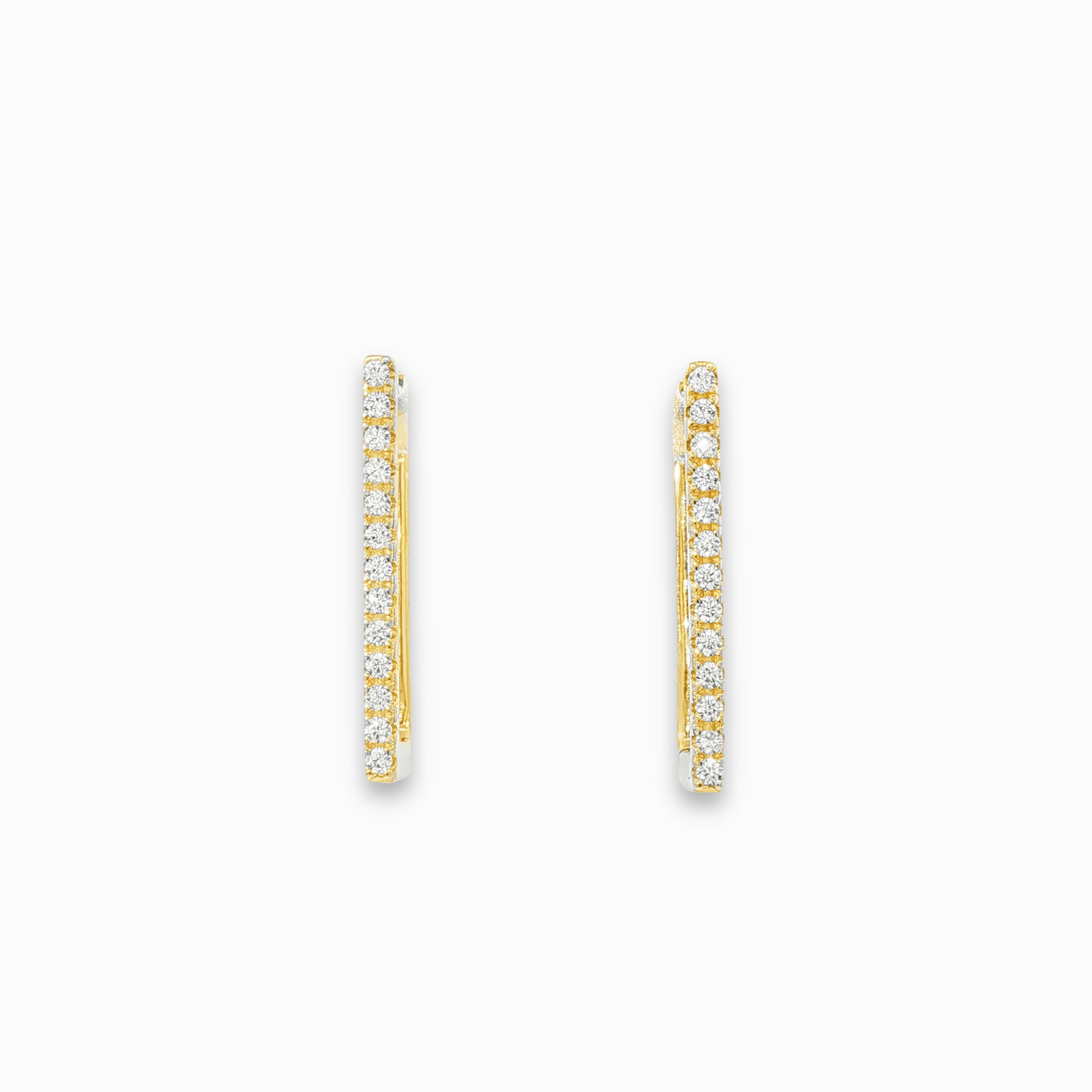 Orecchini rettangolari in oro e argento