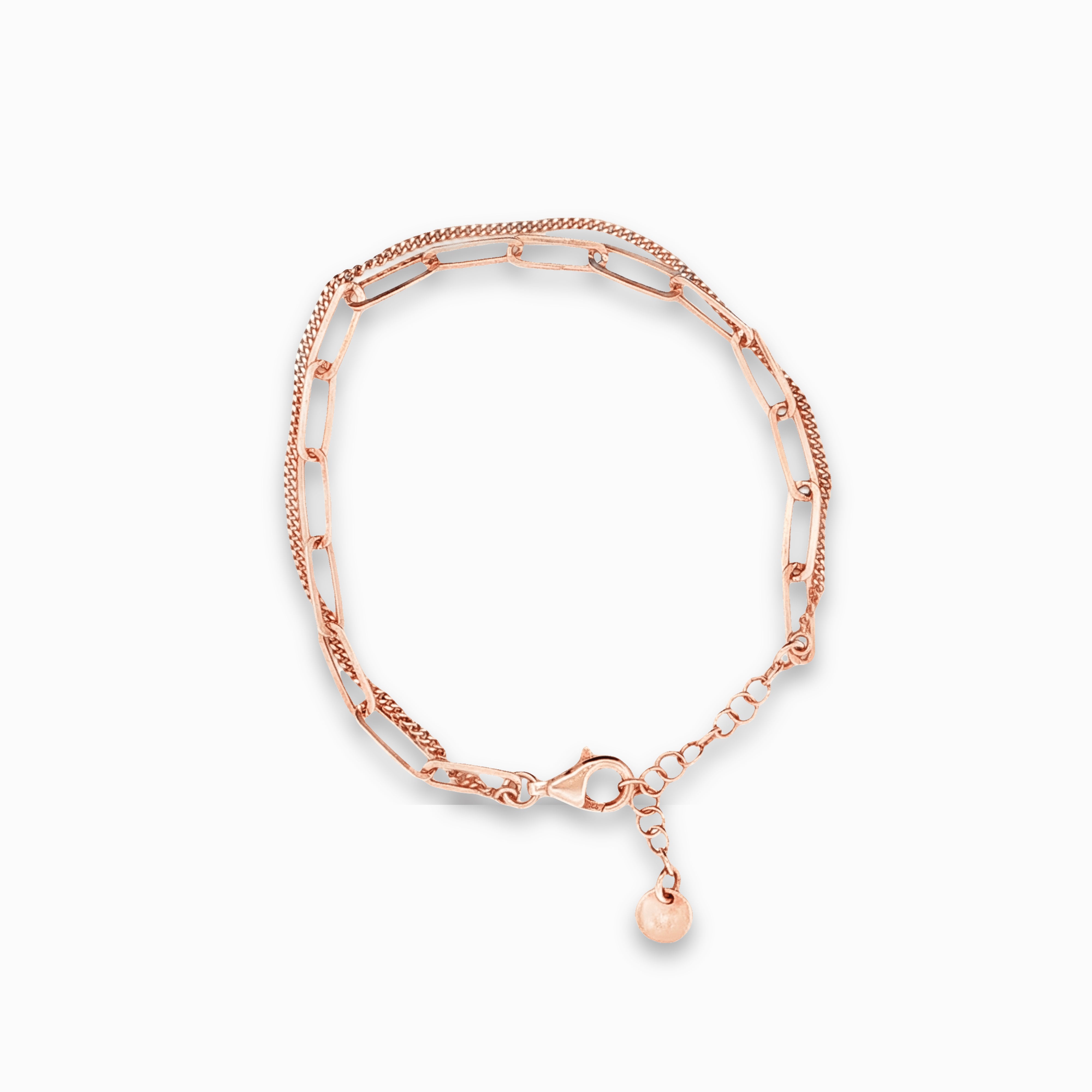 Bracciale a catena da donna a due file in argento e oro rosa