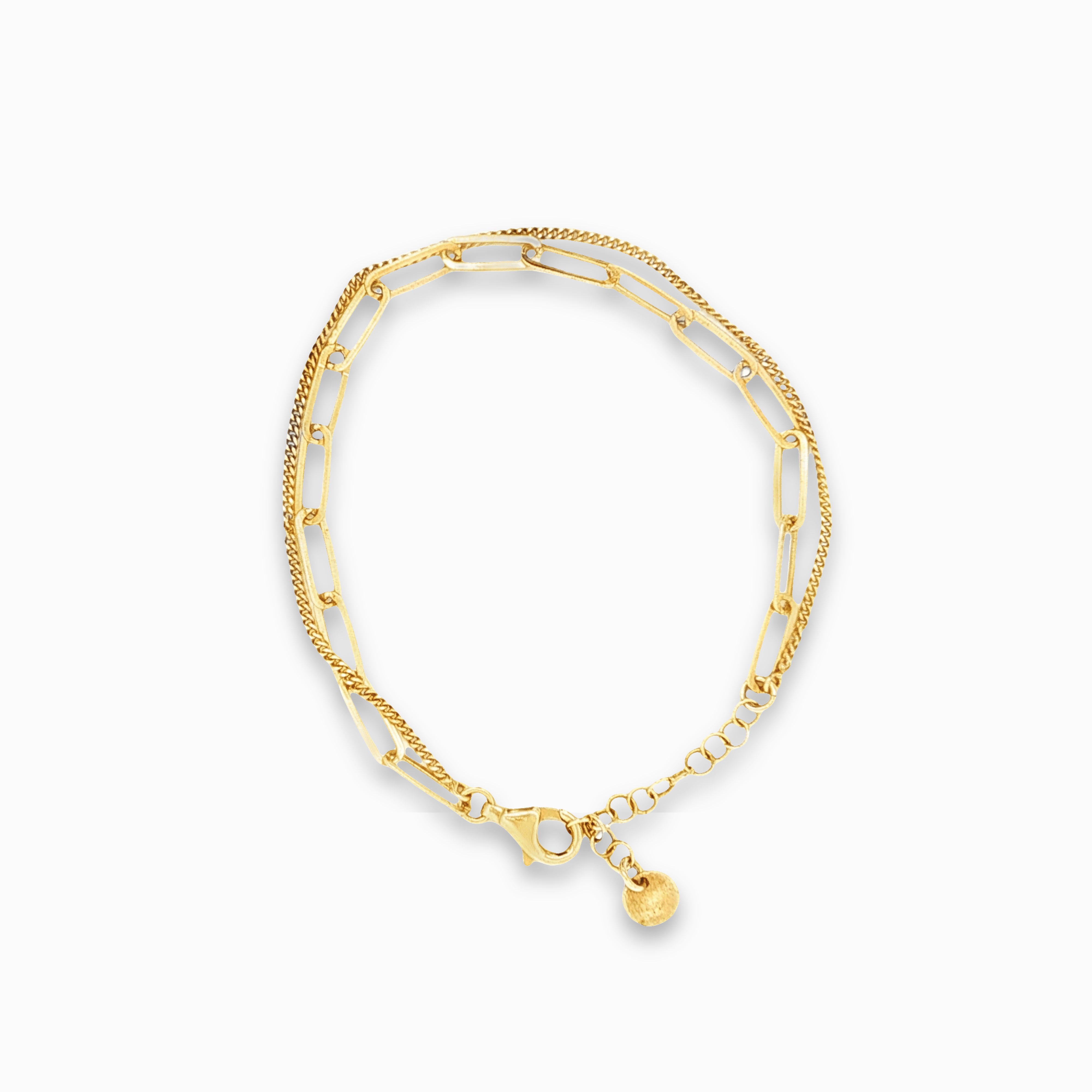 Bracciale donna a due catene in argento e oro giallo