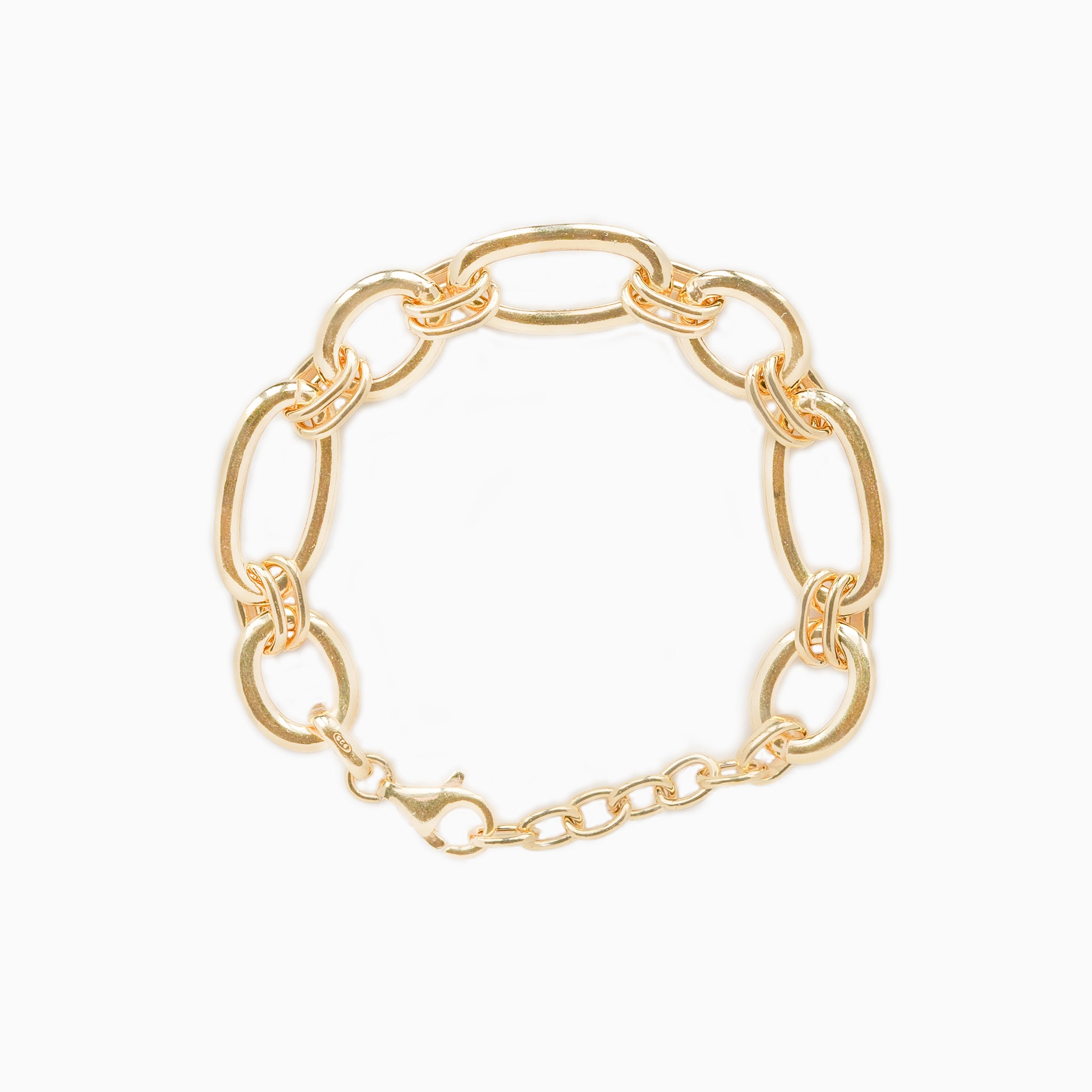 Bracciale da donna in argento placcato oro giallo con maglia grande
