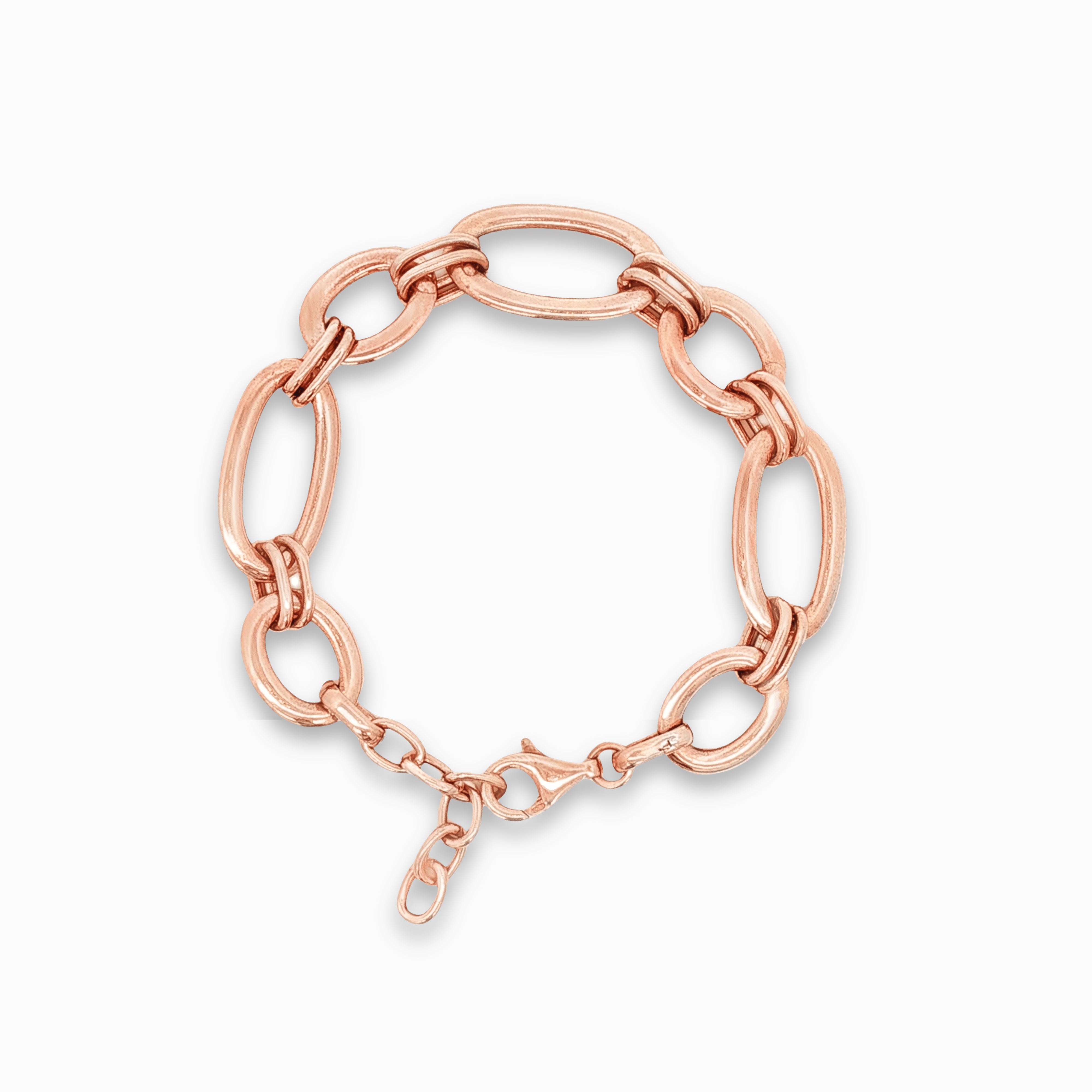 Bracelet gros maillon en argent plaqué or rose pour femme