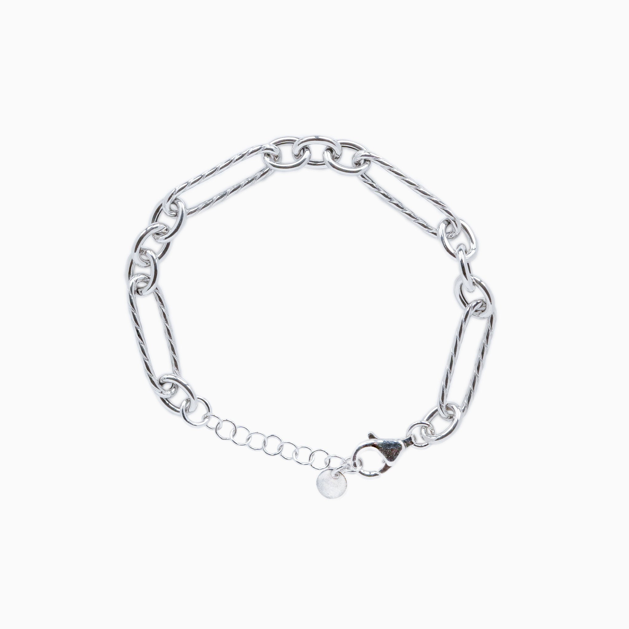 Marine mesh bracelet in rhodium-plated silver