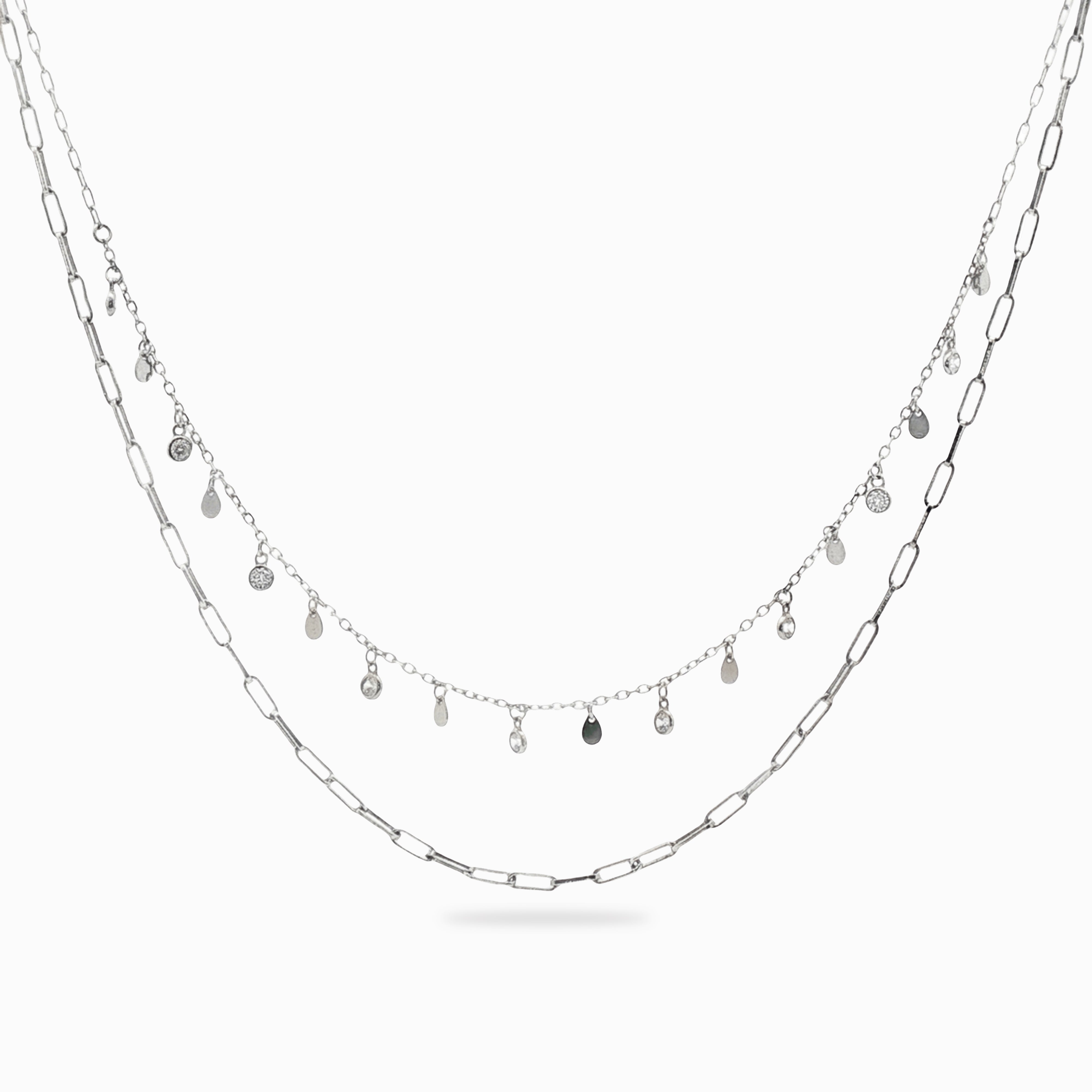 Zirkoniumketten-Halskette aus rhodiniertem Silber