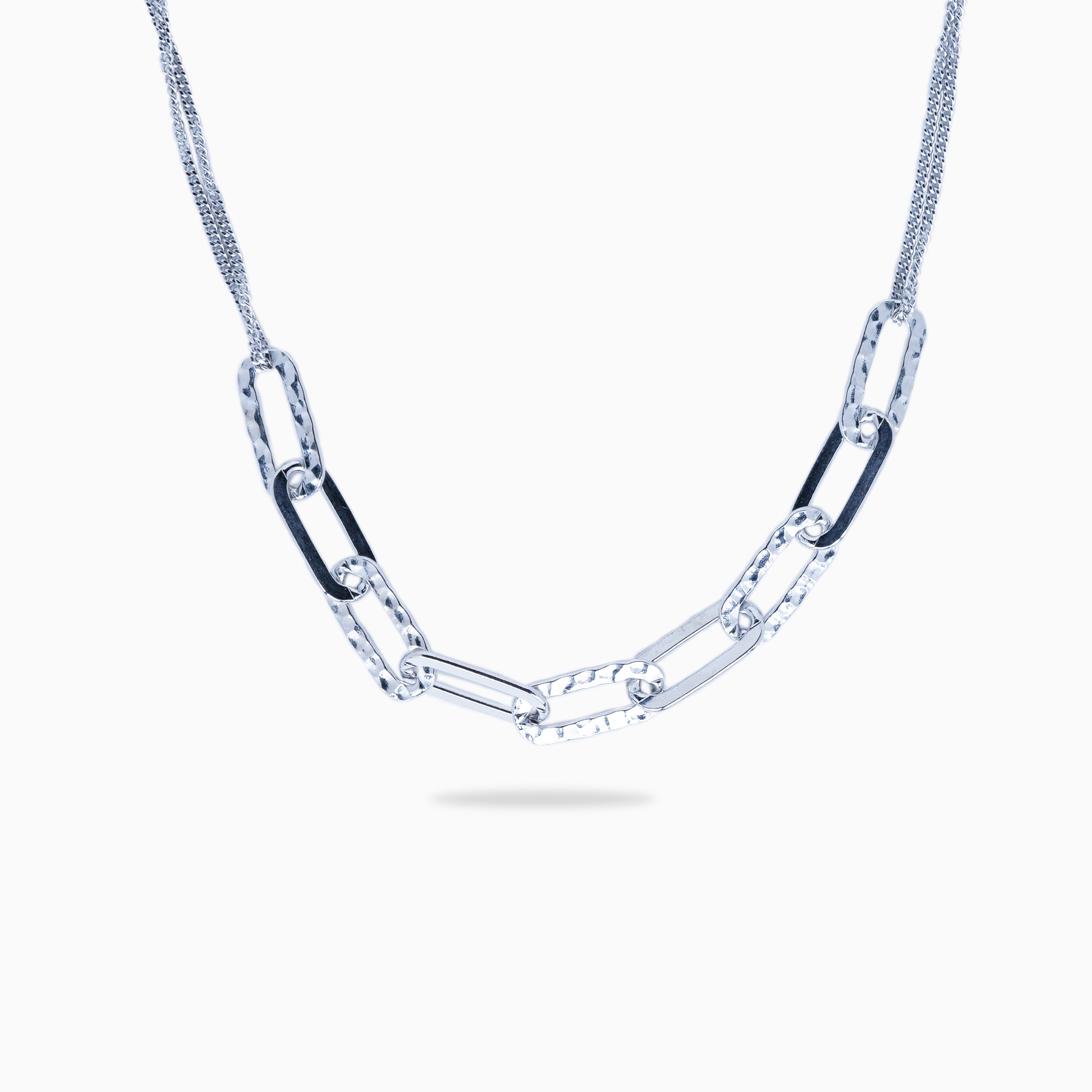 Collana a maglie in argento rodiato
