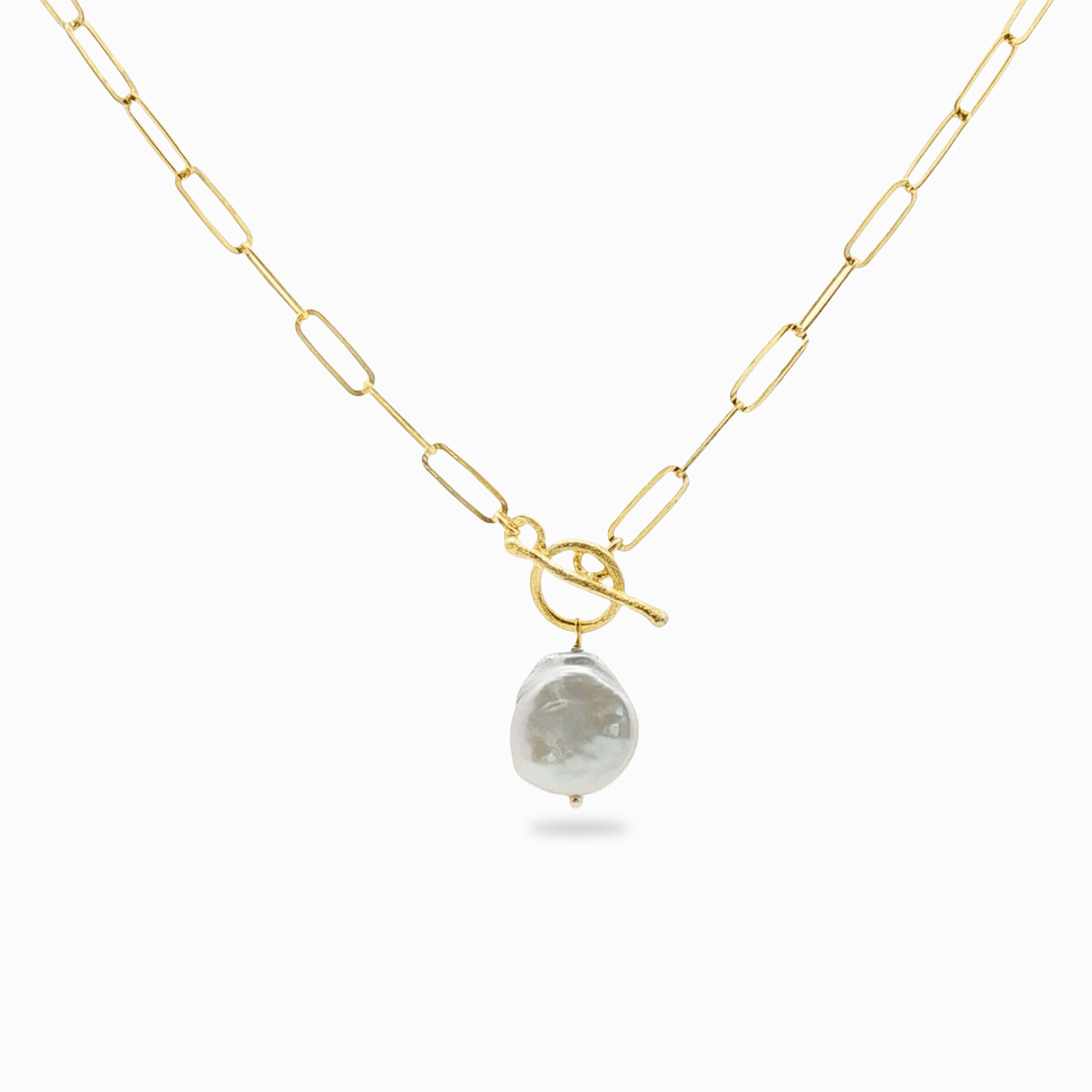 925 silver and yellow gold plated cultured pearl necklace for women