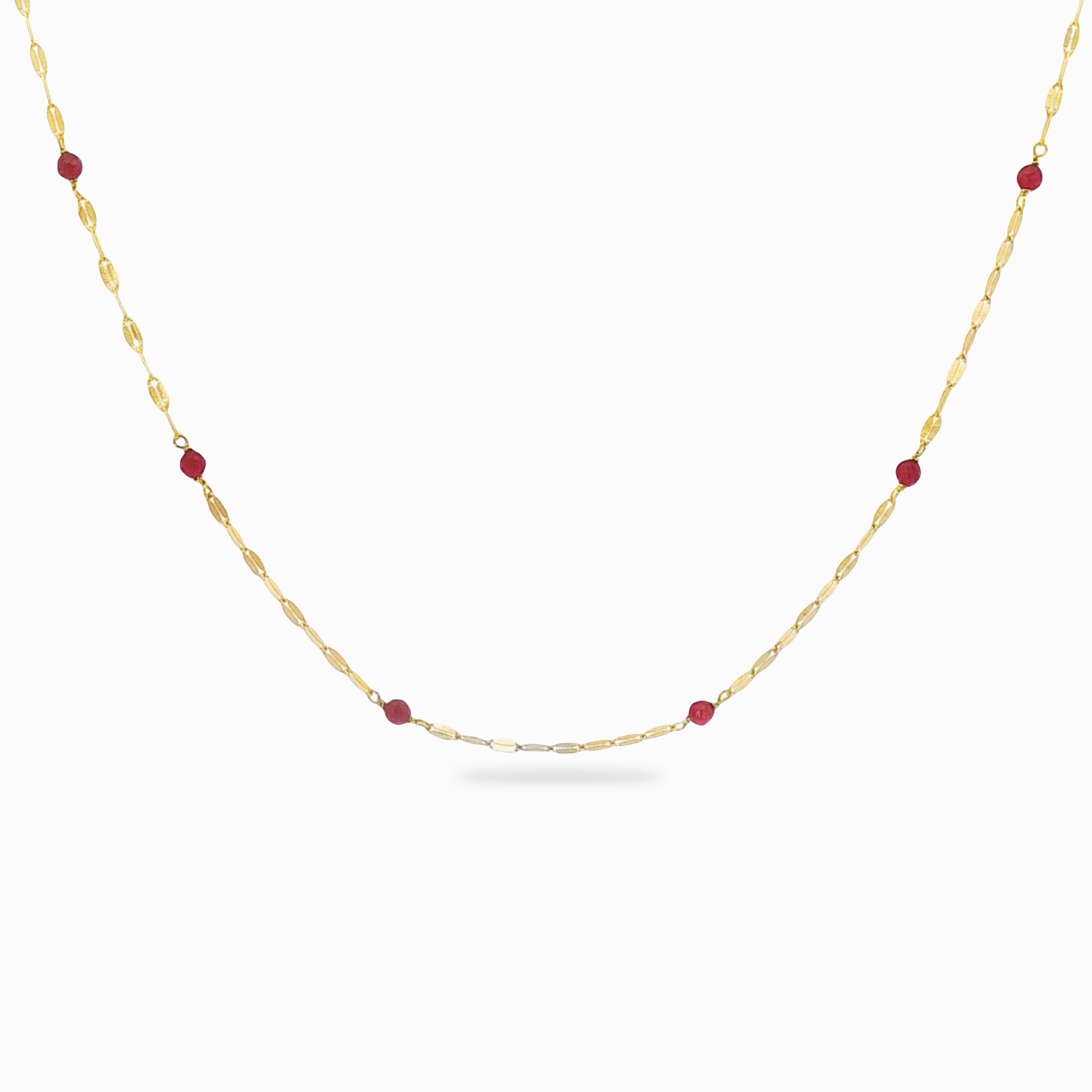 925 silver yellow gold-plated red quartz necklace with coffee bean chain