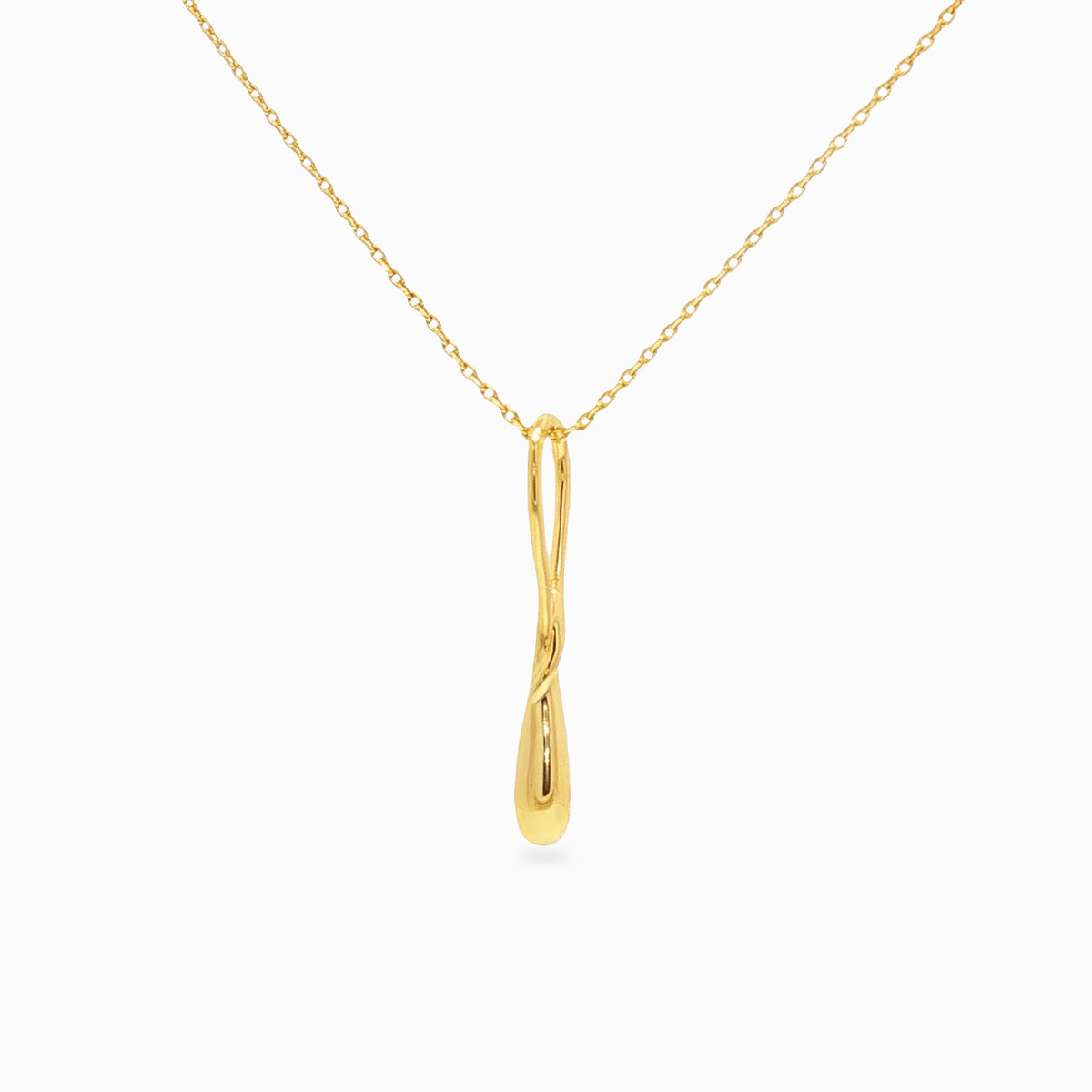 Miss Twist collier pendentif torsadé goutte d'eau or fond blanc