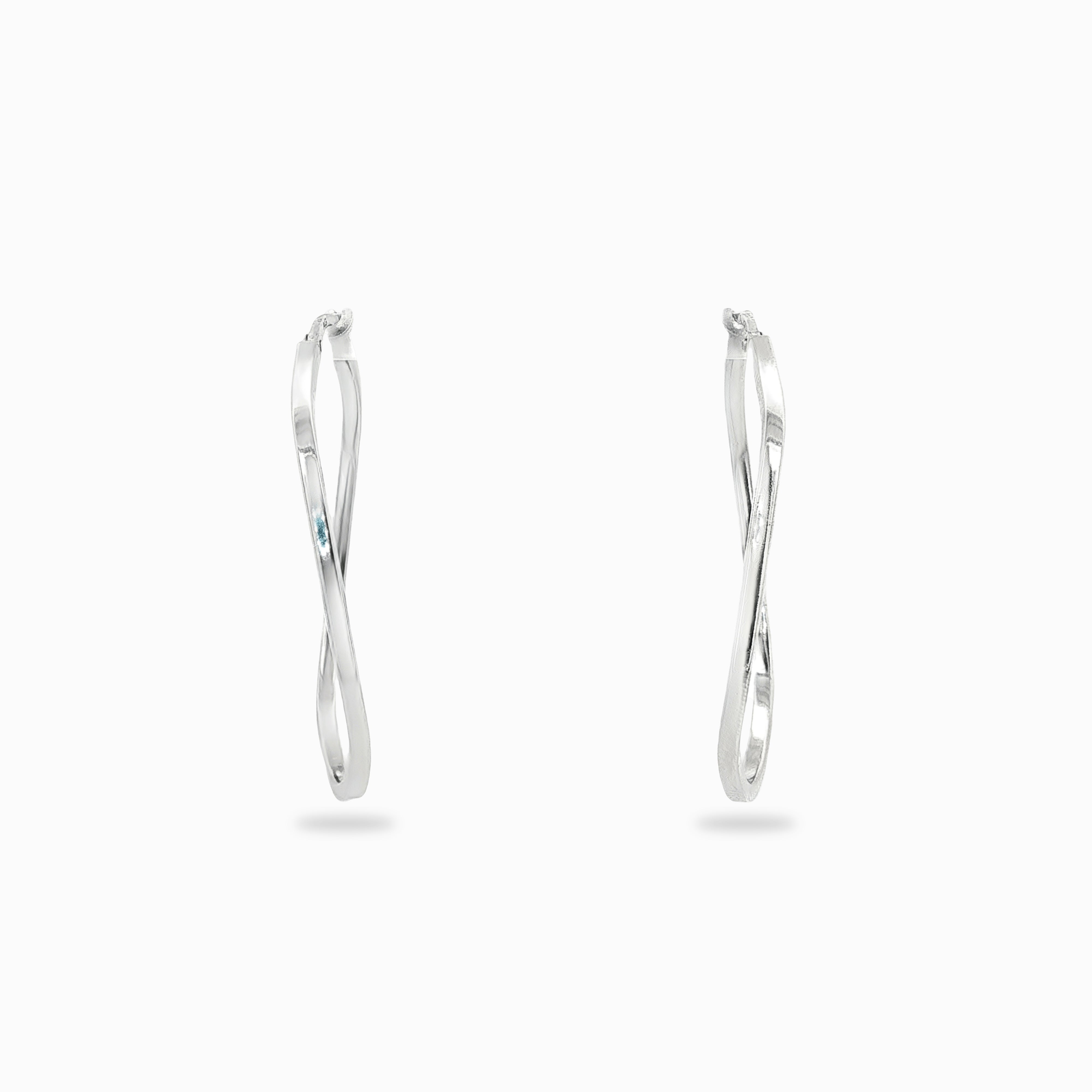 Boucles d'oreilles grandes ovales couleur argent