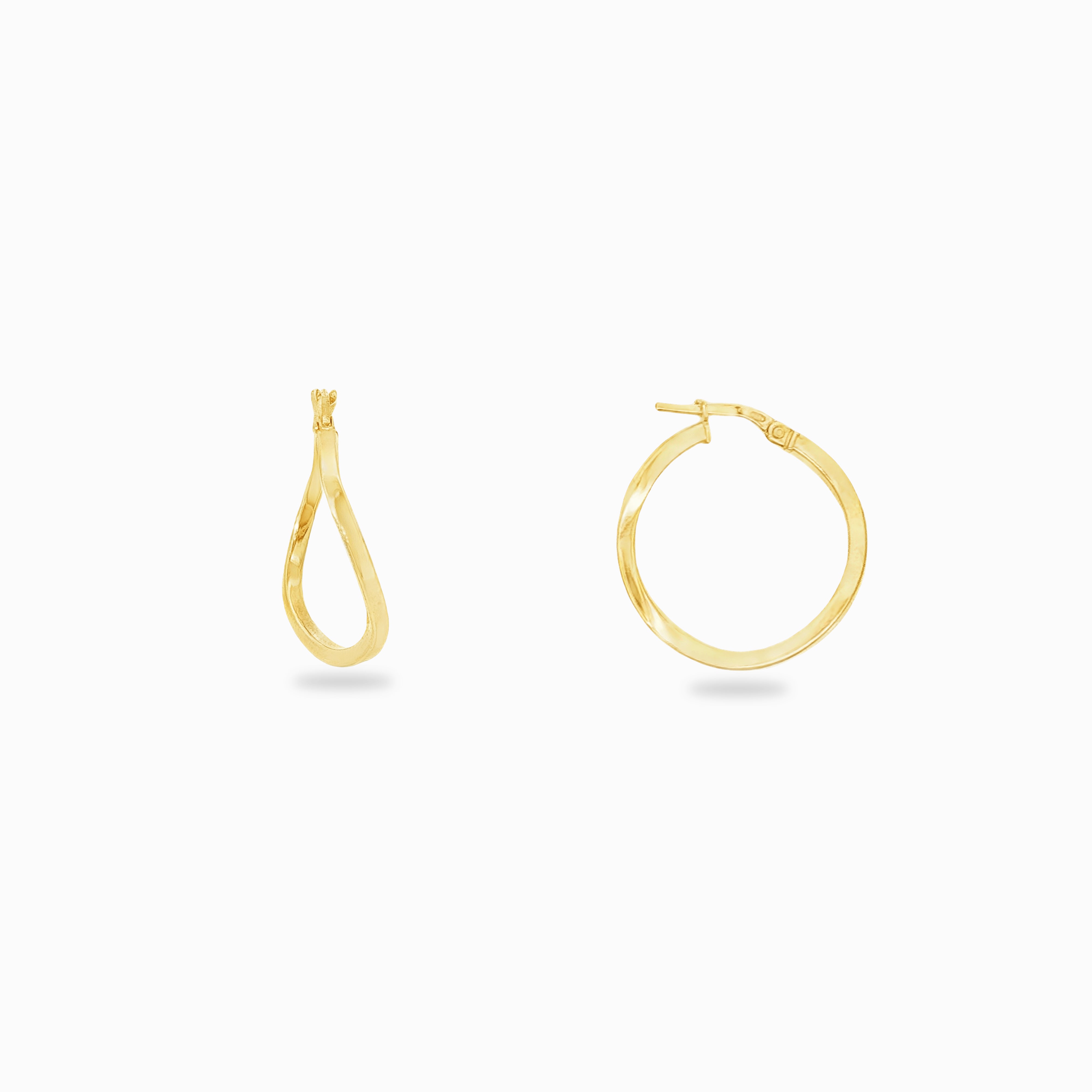 Créoles rondes en argent couleur or jaune vue de profil