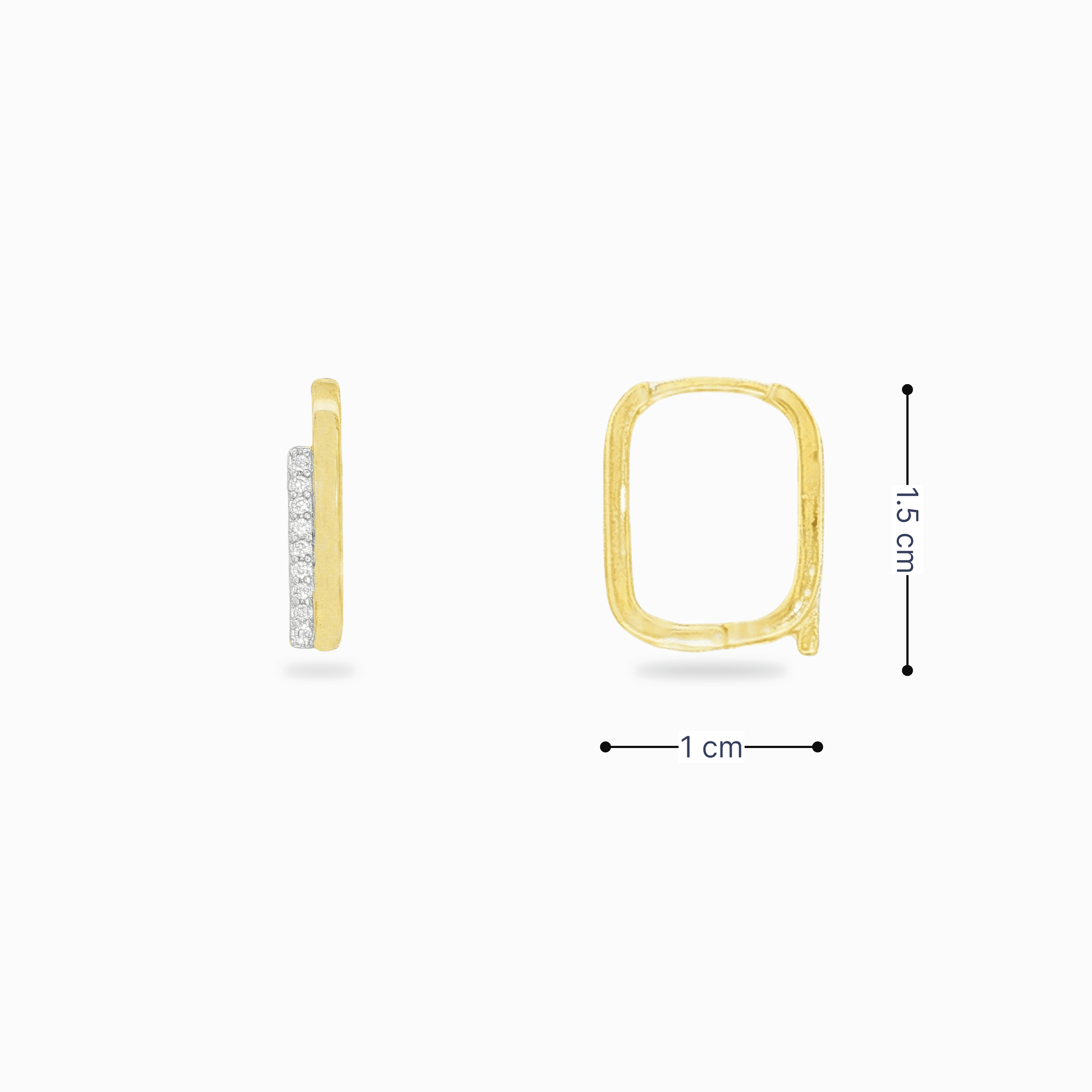 Créoles Quadra boucles d'oreilles zircon or jaune dimensions