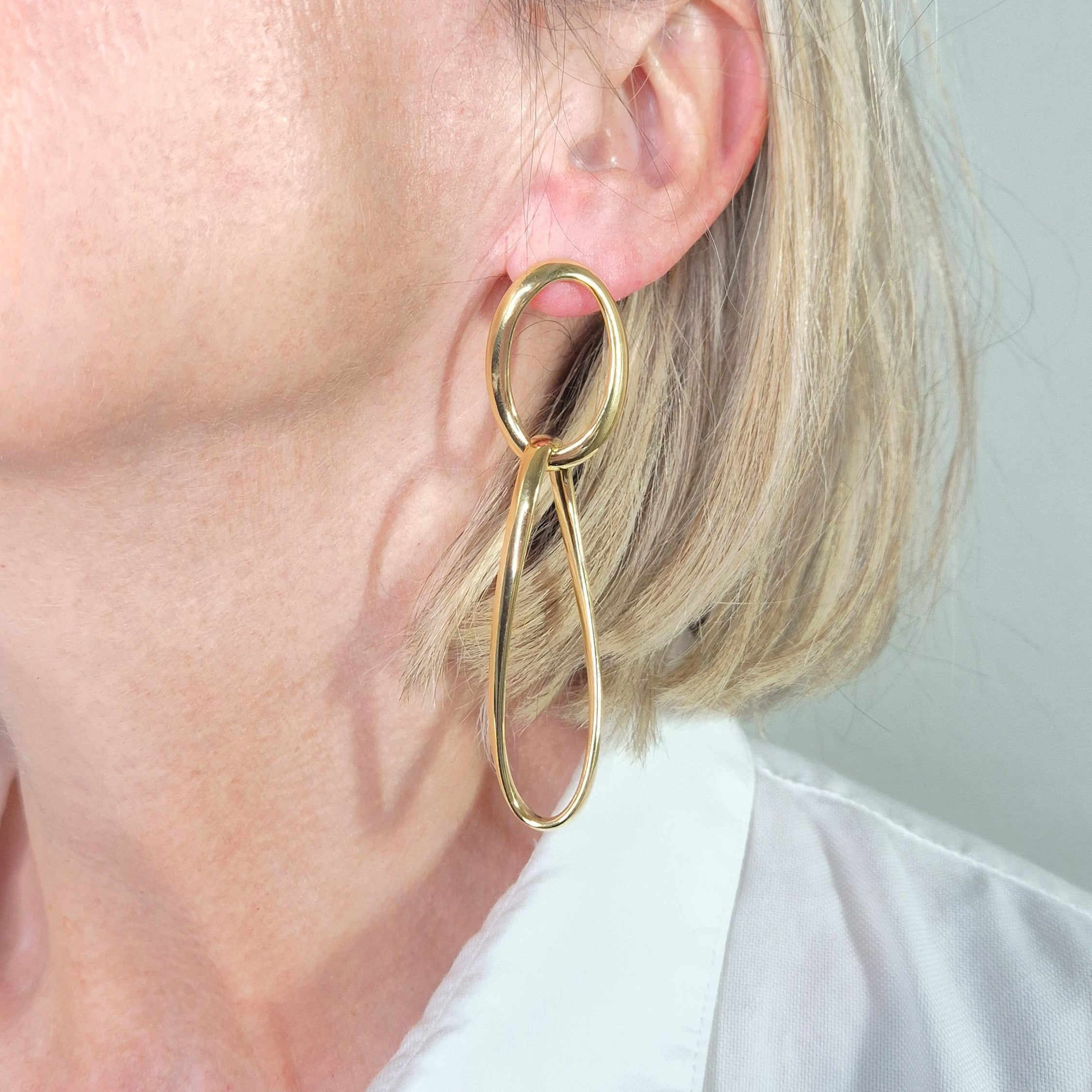 Boucles d'oreilles longues pendantes pour femme en argent plaqué or jaune