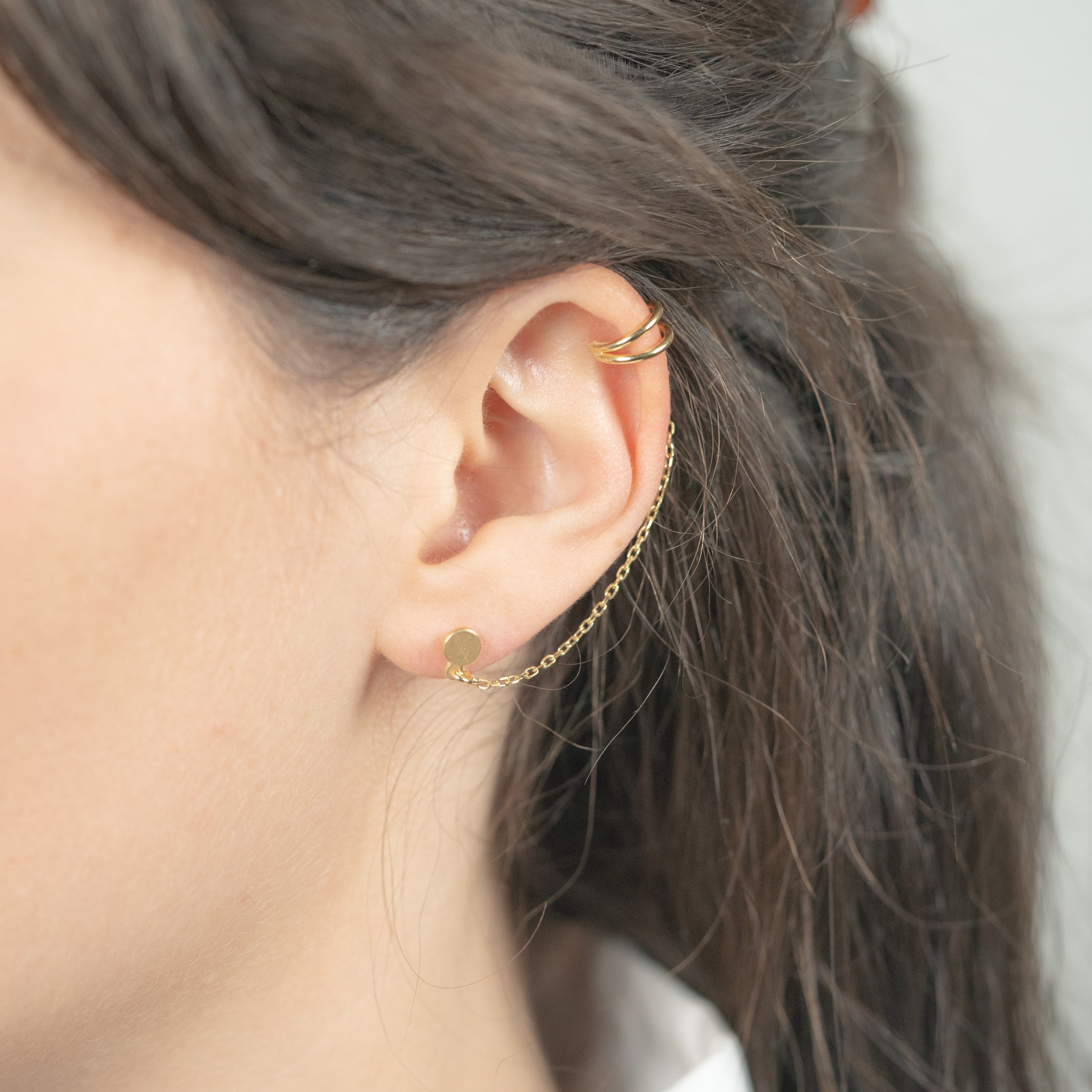 925 silver gold ear cuff earrings worn in the ear