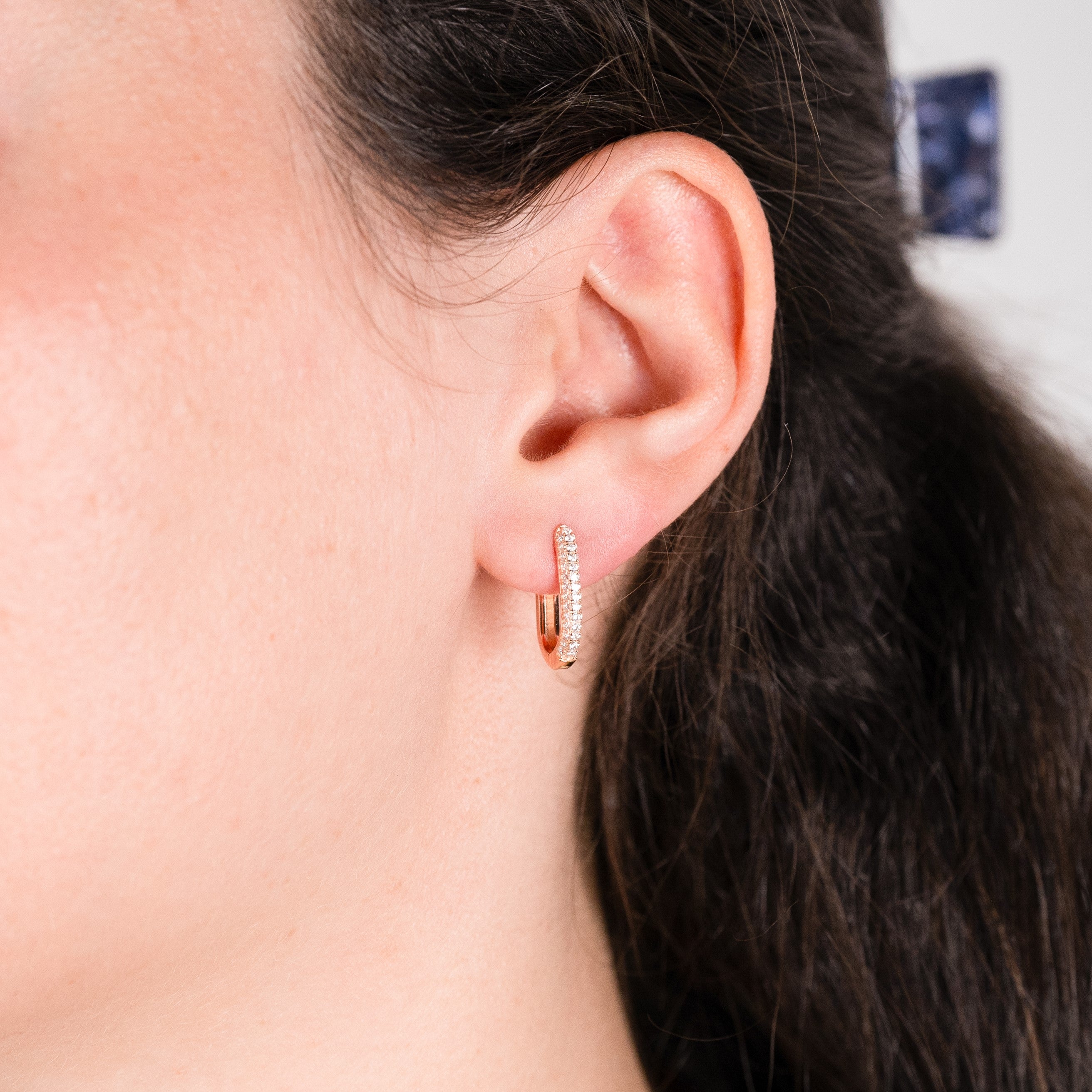 Orecchini pendenti in zirconio rosa senza maglia regolabile