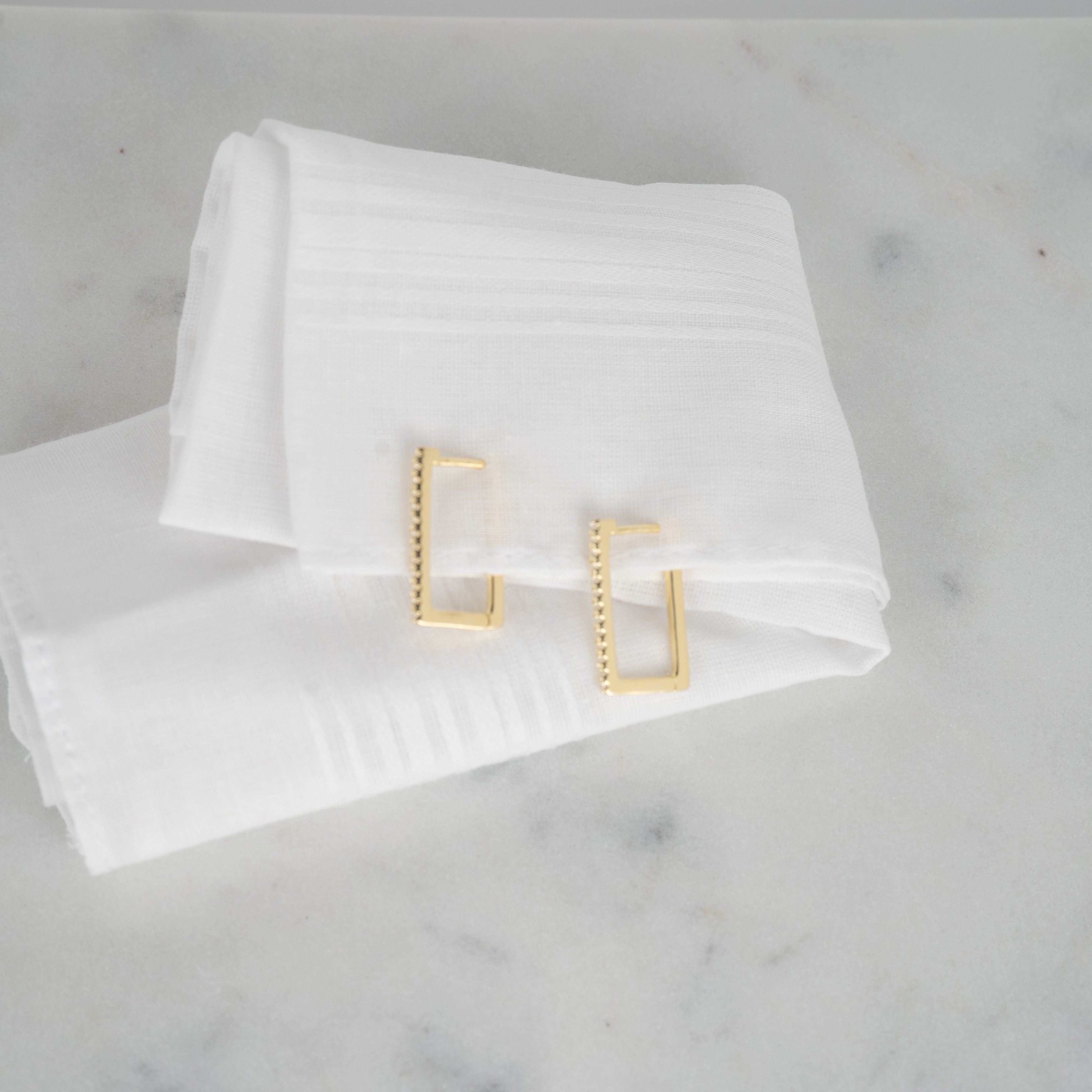 Boucles d'oreilles rectangulaires or en argent 925 zirconium