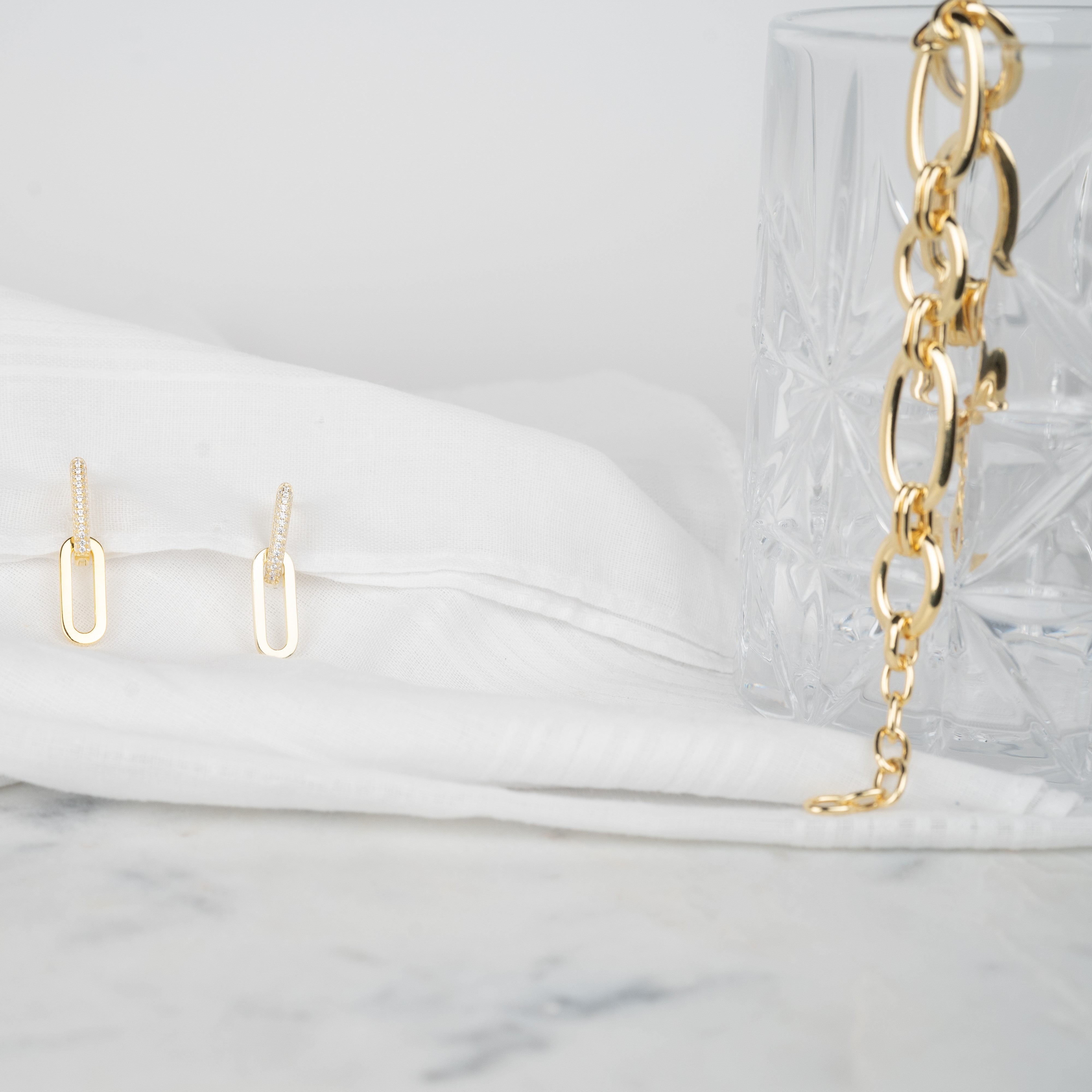 Bracelet pour femme gros maillon en argent de couleur or jaune