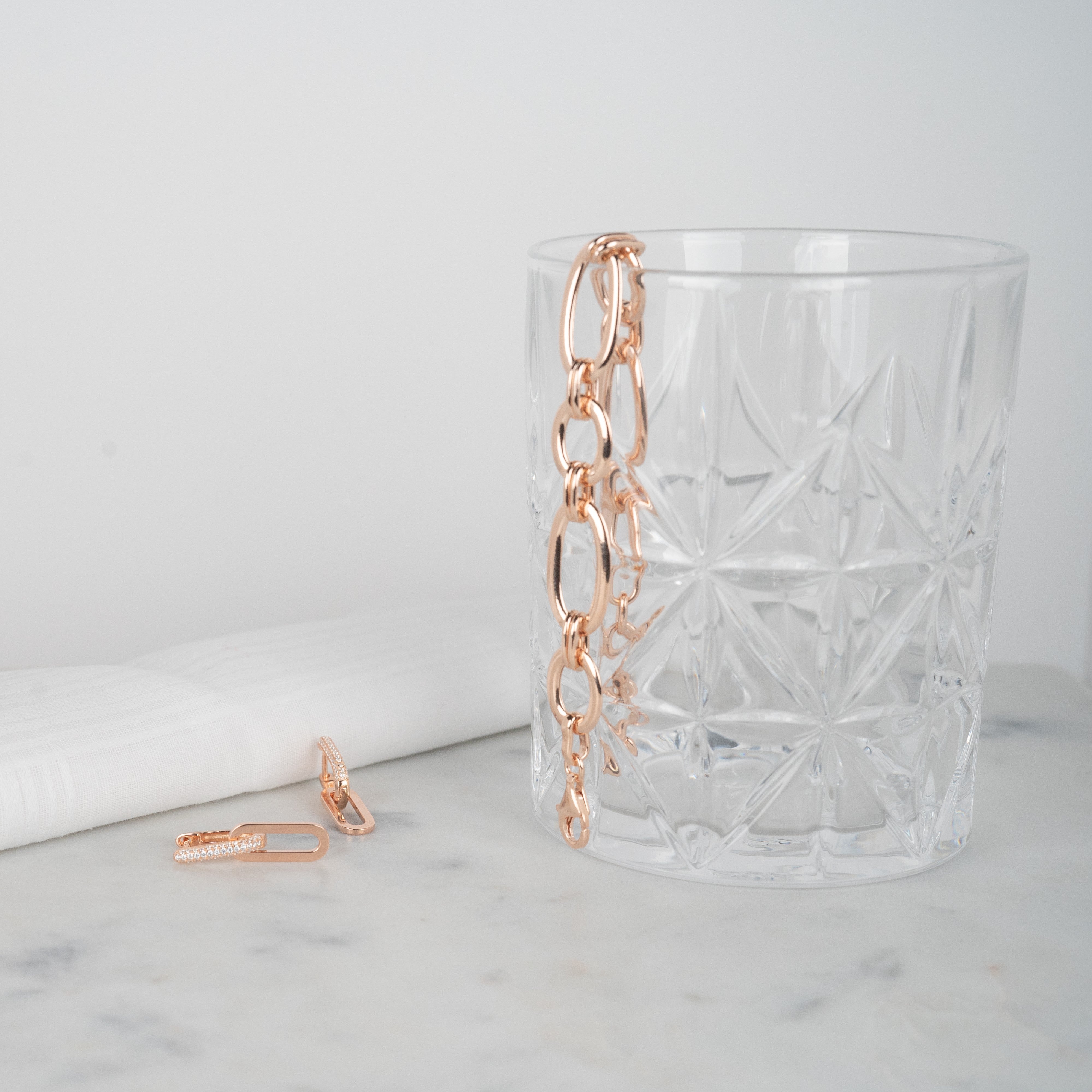 Bracciale a maglie larghe da donna in argento placcato oro rosa