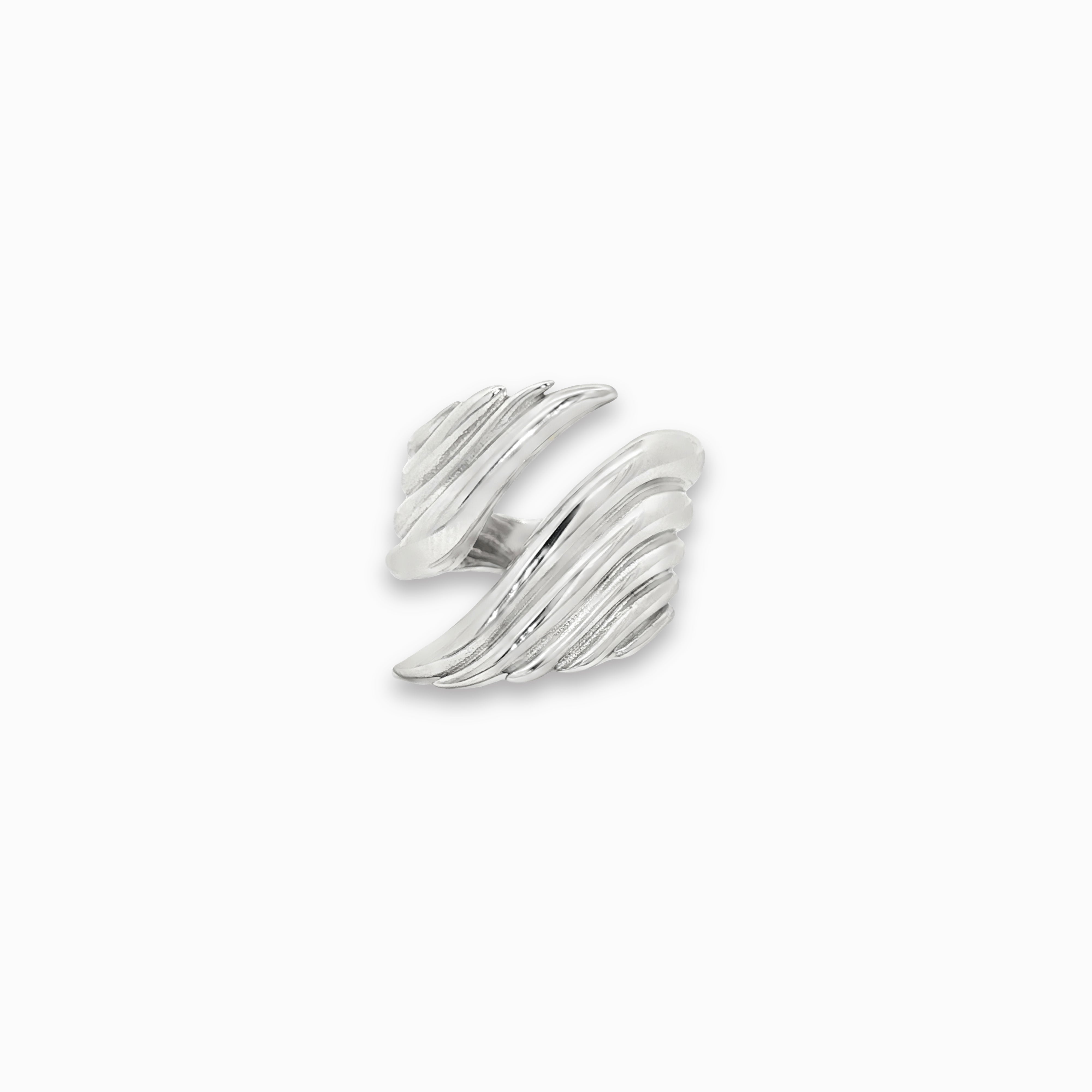 Bague aile d'ange en argent massif rhodié