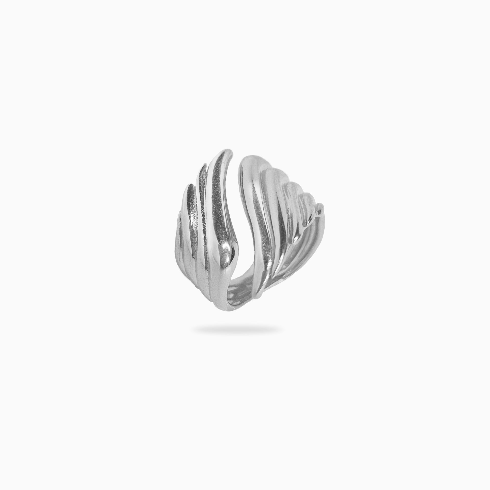 Bague aile d'ange en argent massif rhodié