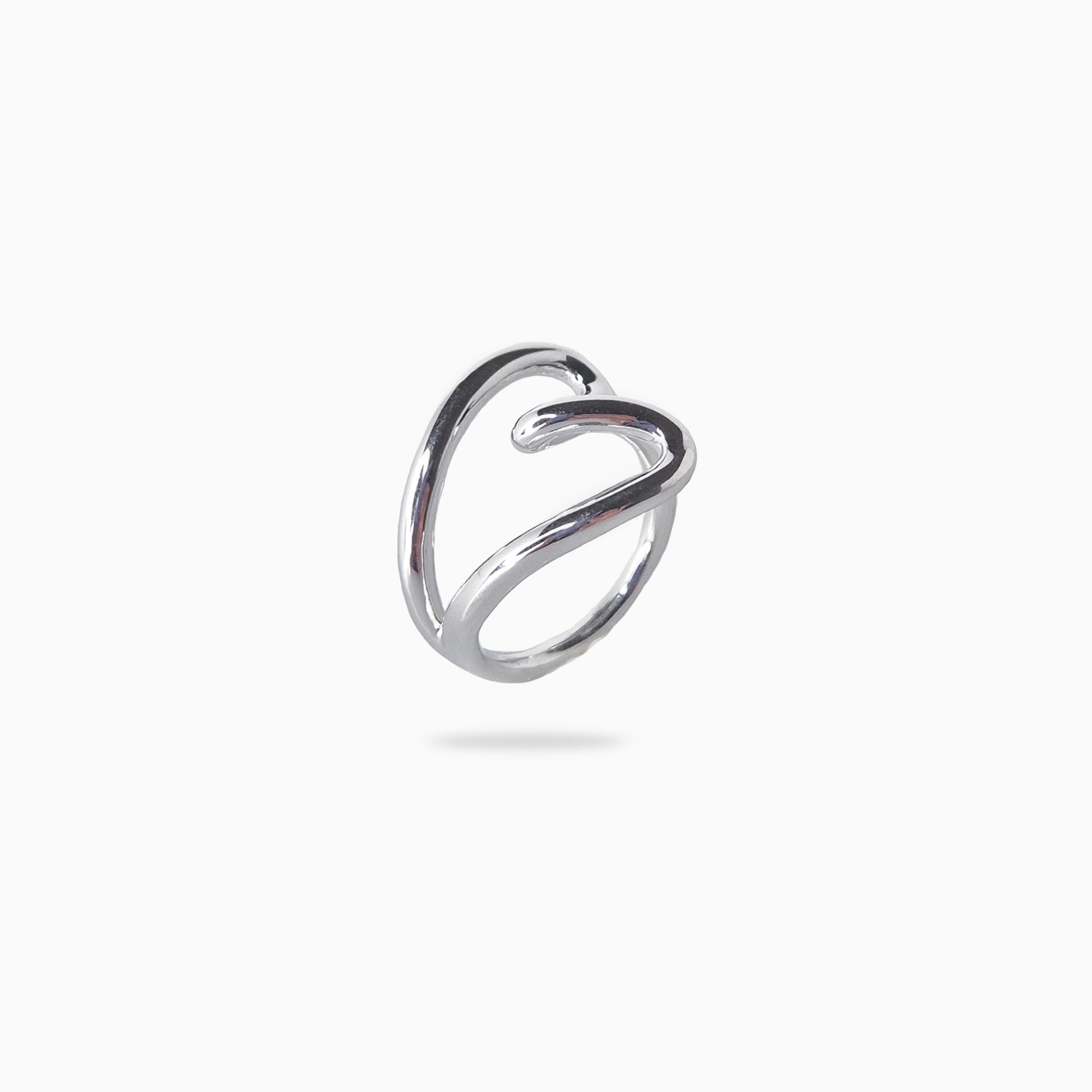 Bague coeur en argent massif rhodié