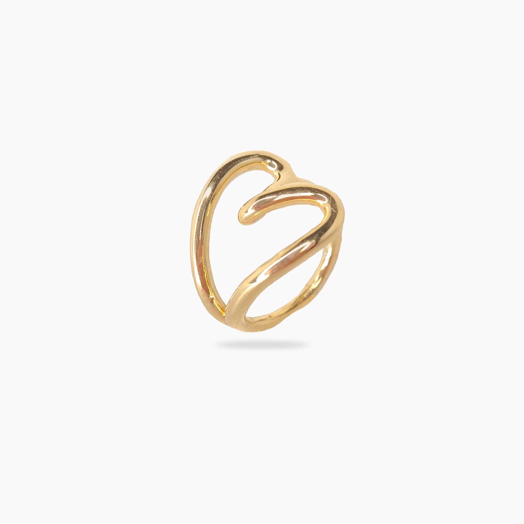 Bague coeur en argent plaqué or jaune