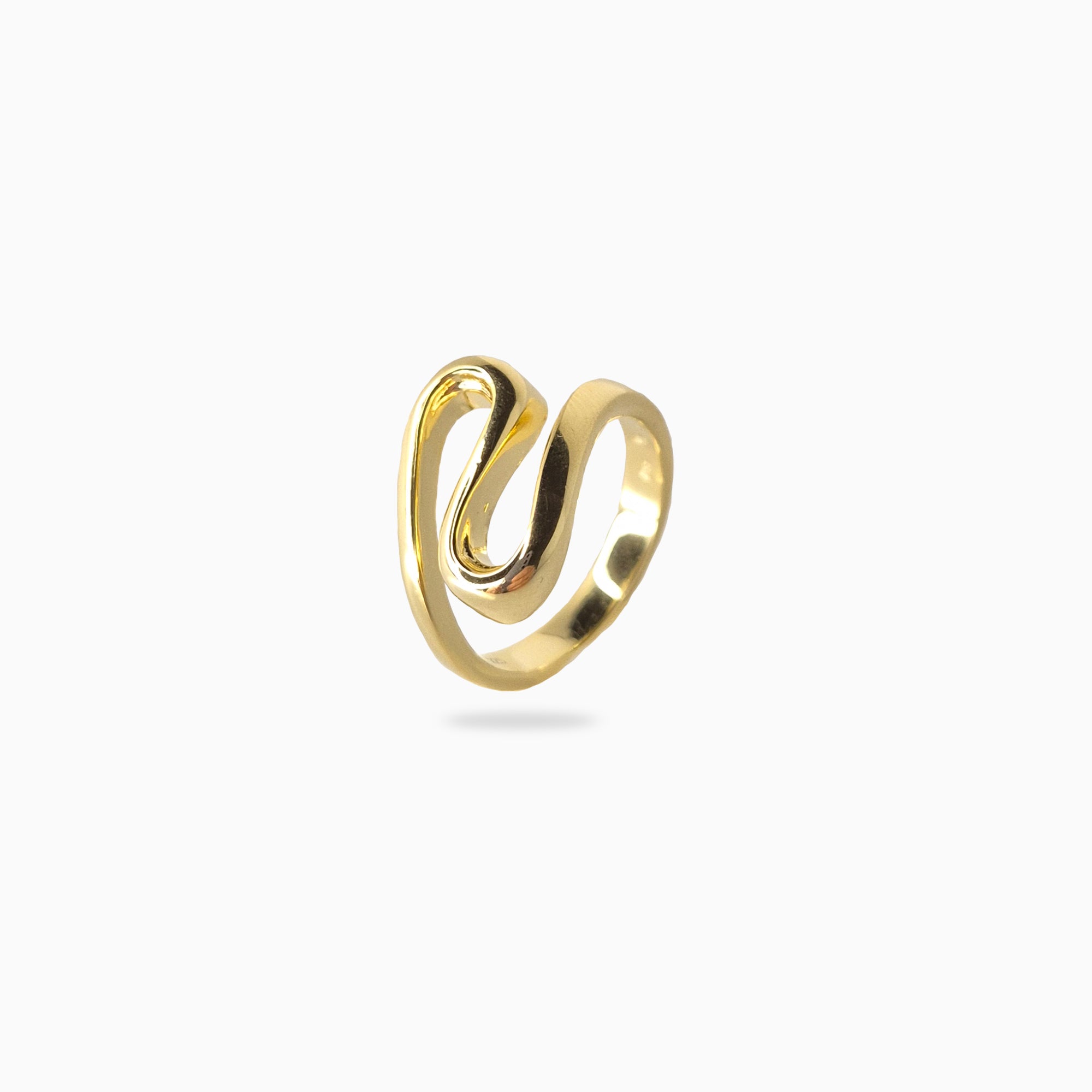 Bague vague en argent plaqué or jaune