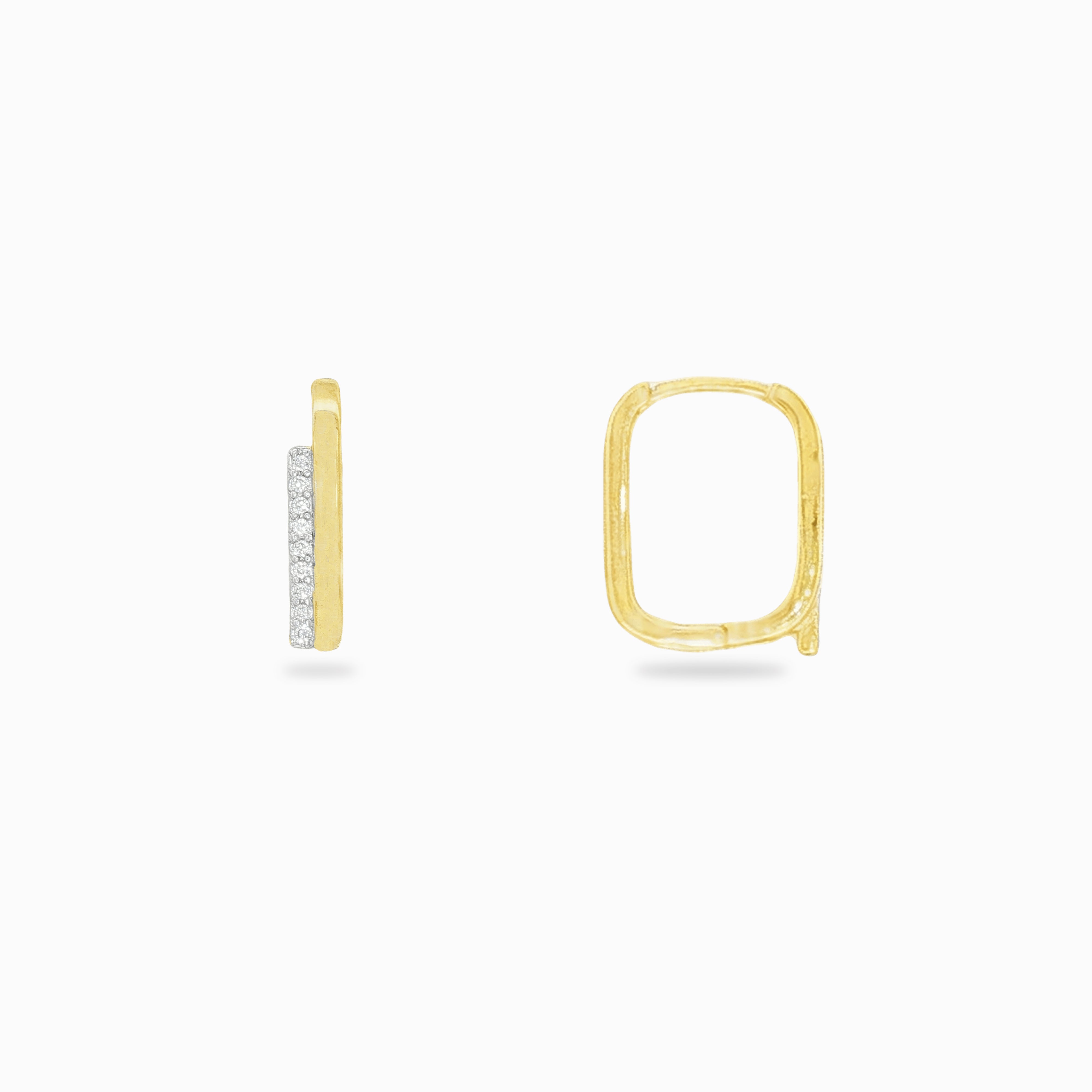 Créoles Quadra boucles d'oreilles zircon or jaune fond blanc
