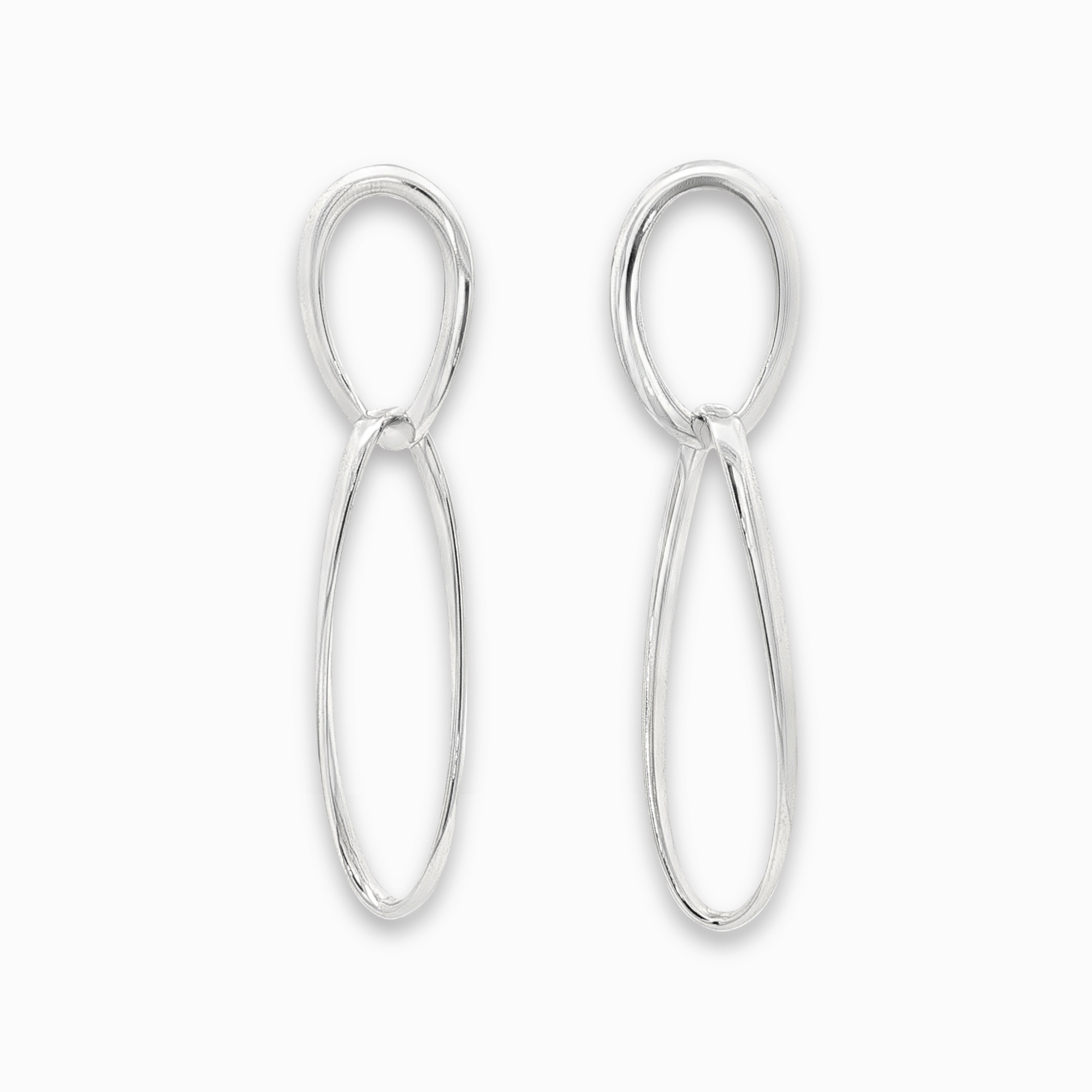 Boucles d'oreilles longues pendantes en argent massif rhodié