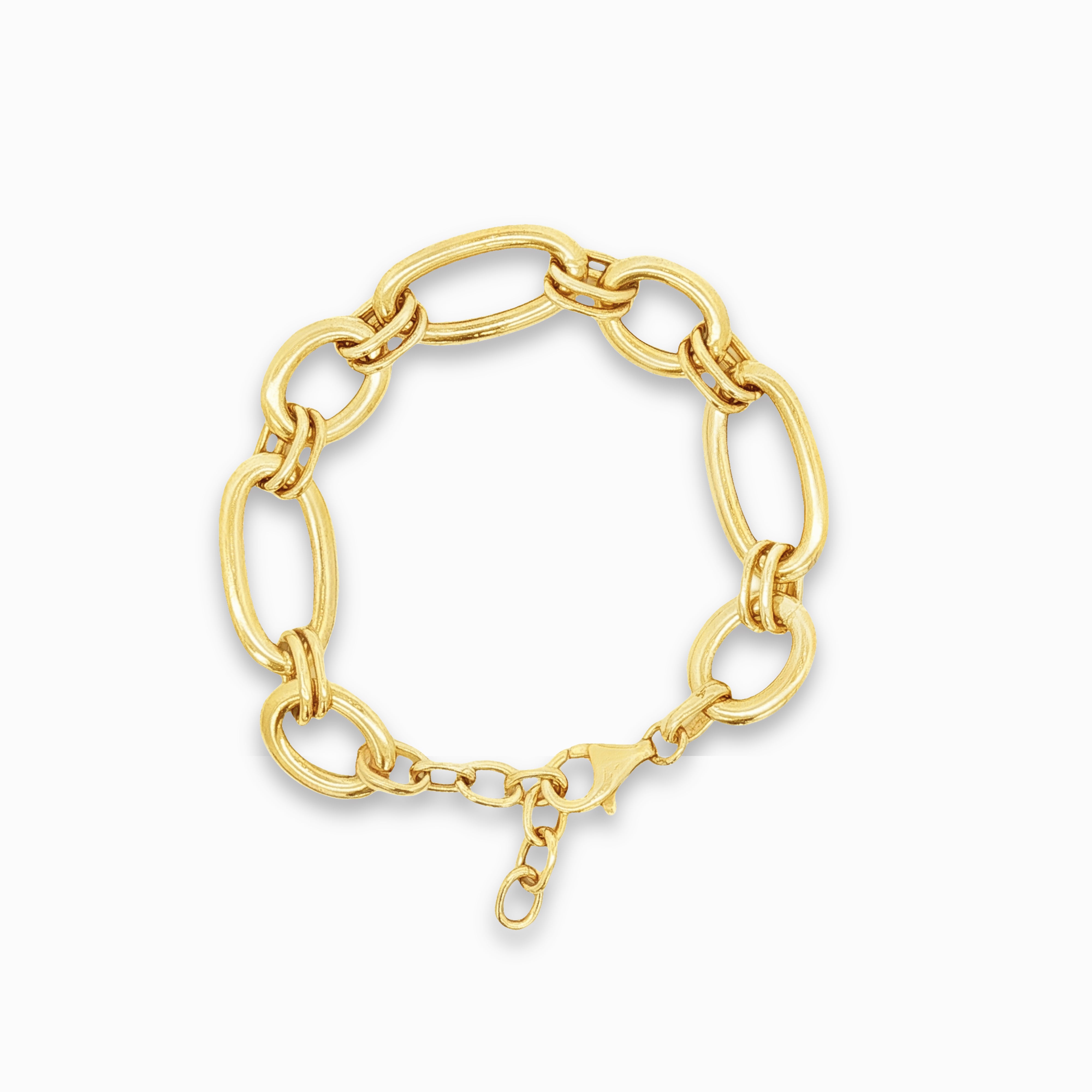 Bracelet gros maillon en argent plaqué or jaune pour femme