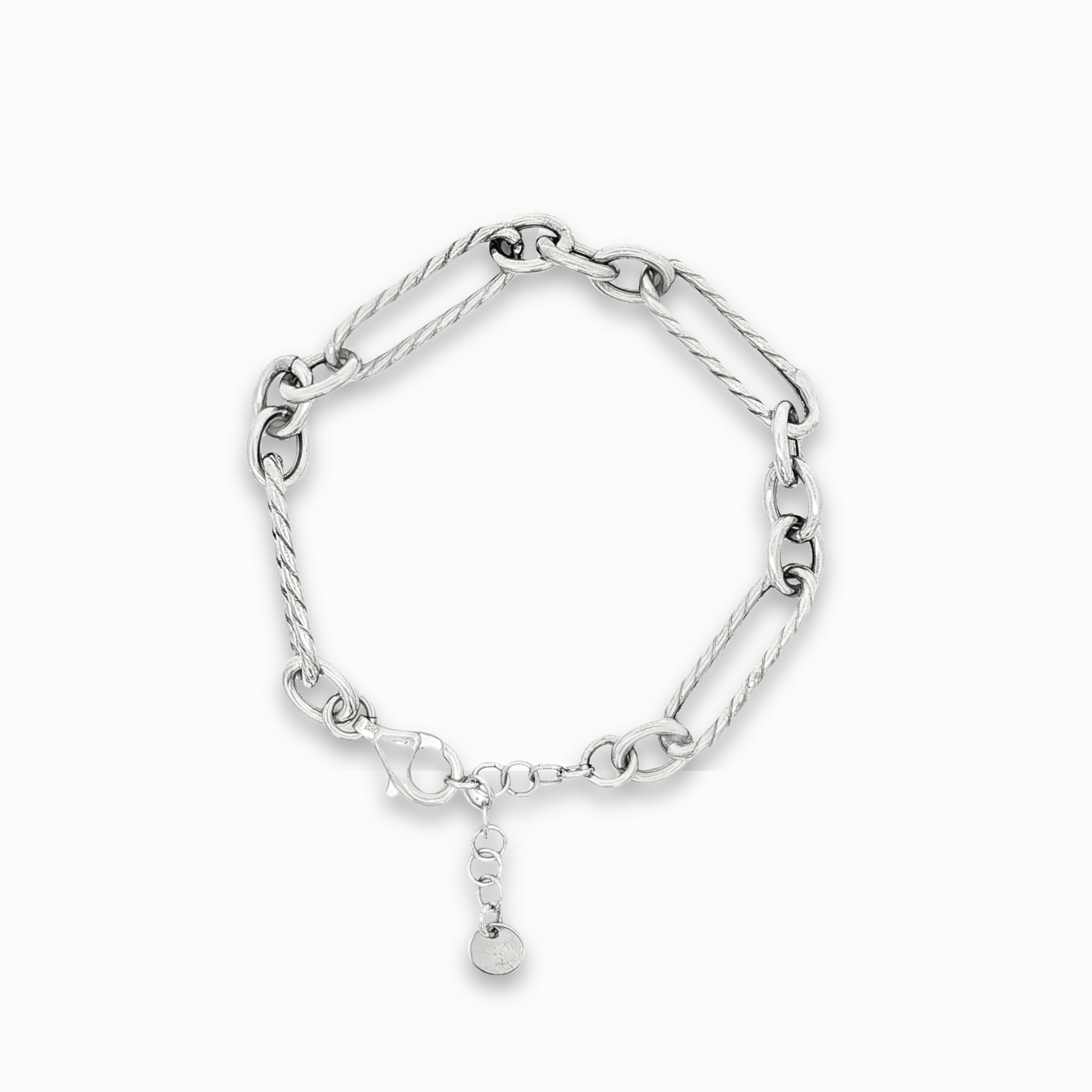 Bracciale a maglia marina in argento rodiato