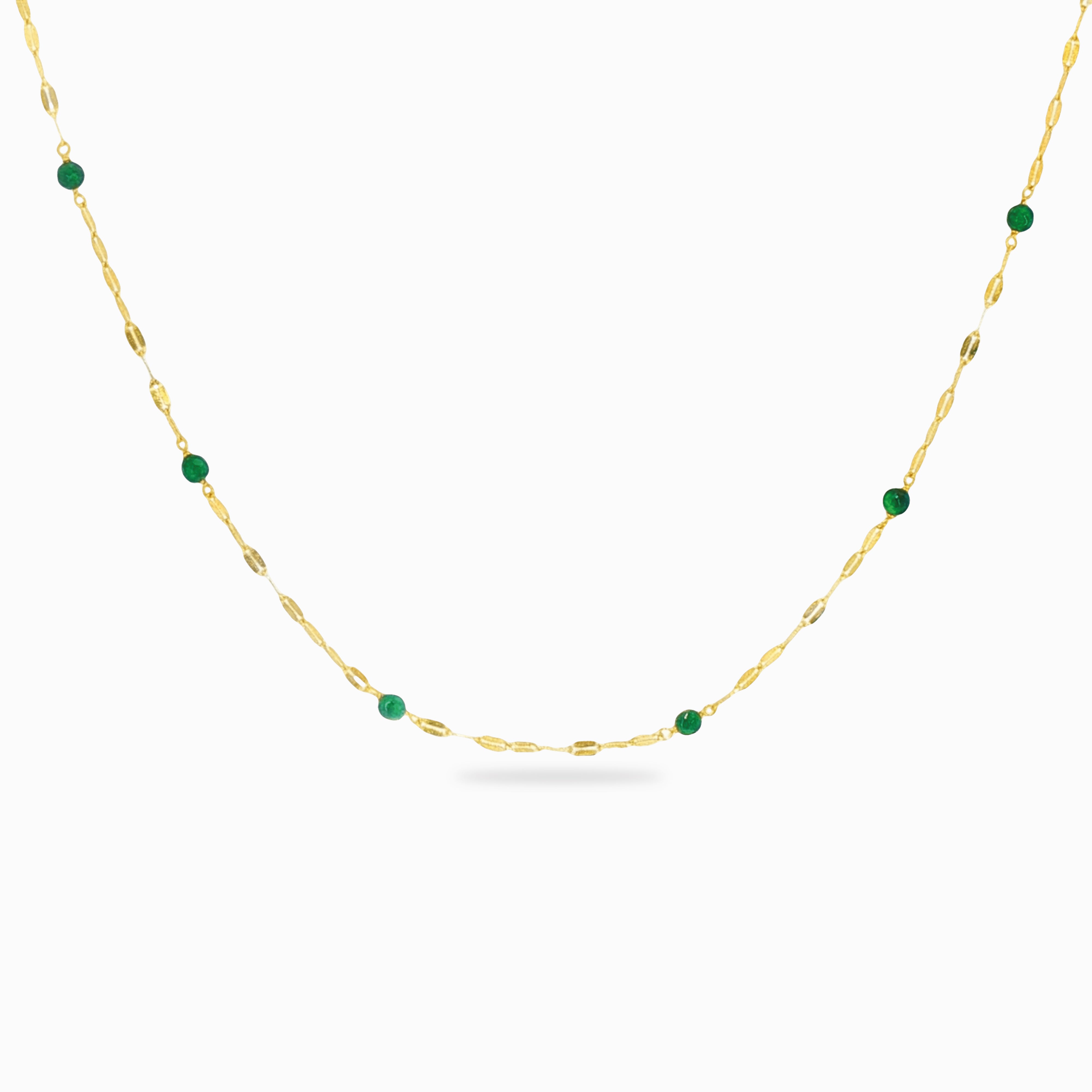 925 silver yellow gold-plated green quartz necklace with coffee bean chain