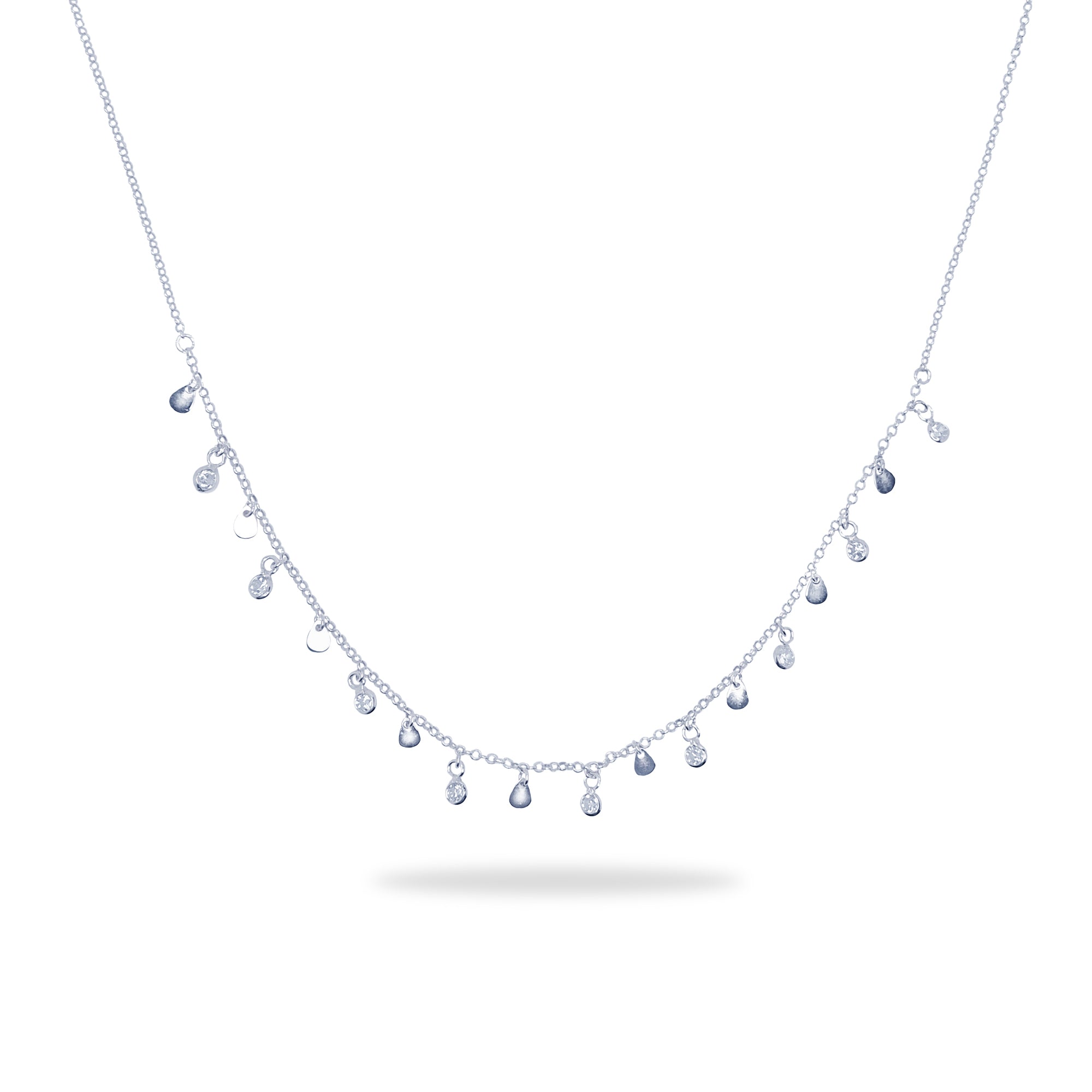 Collier en argent rhodié massif zirconium